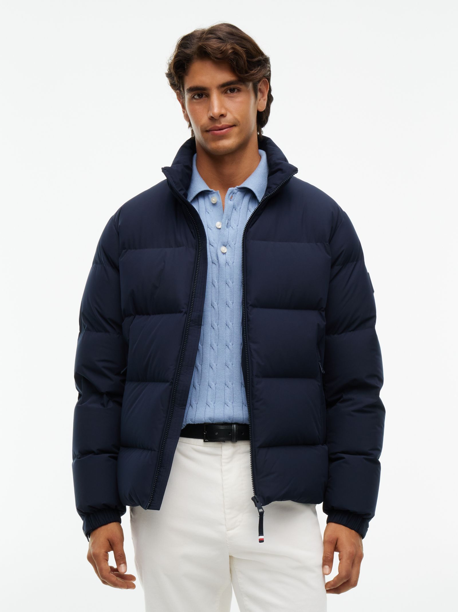Tommy Hilfiger Pufferjack met logo patch en dons in marine