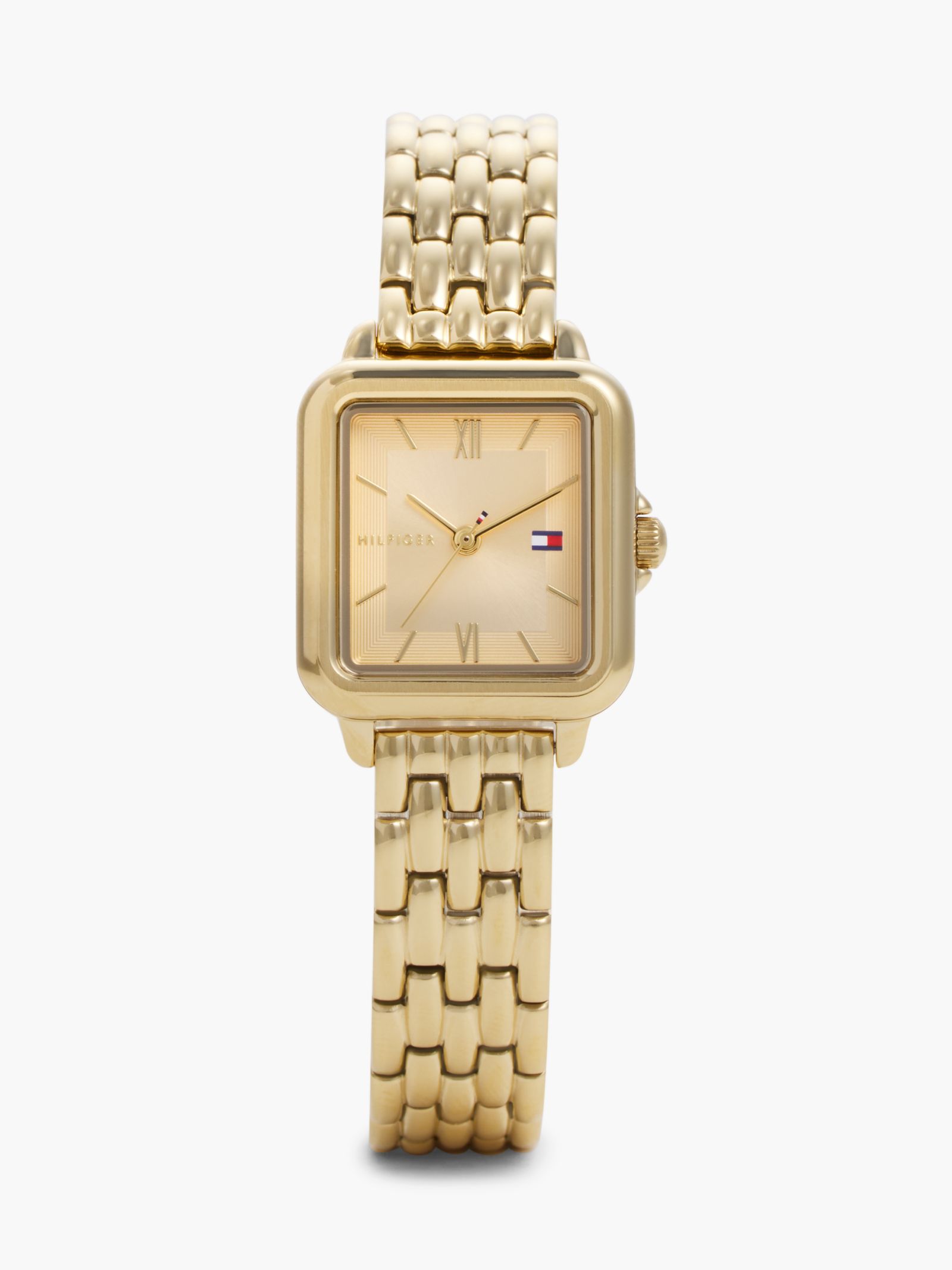 Tommy Hilfiger Verguld horloge met rechthoekige wijzerplaat