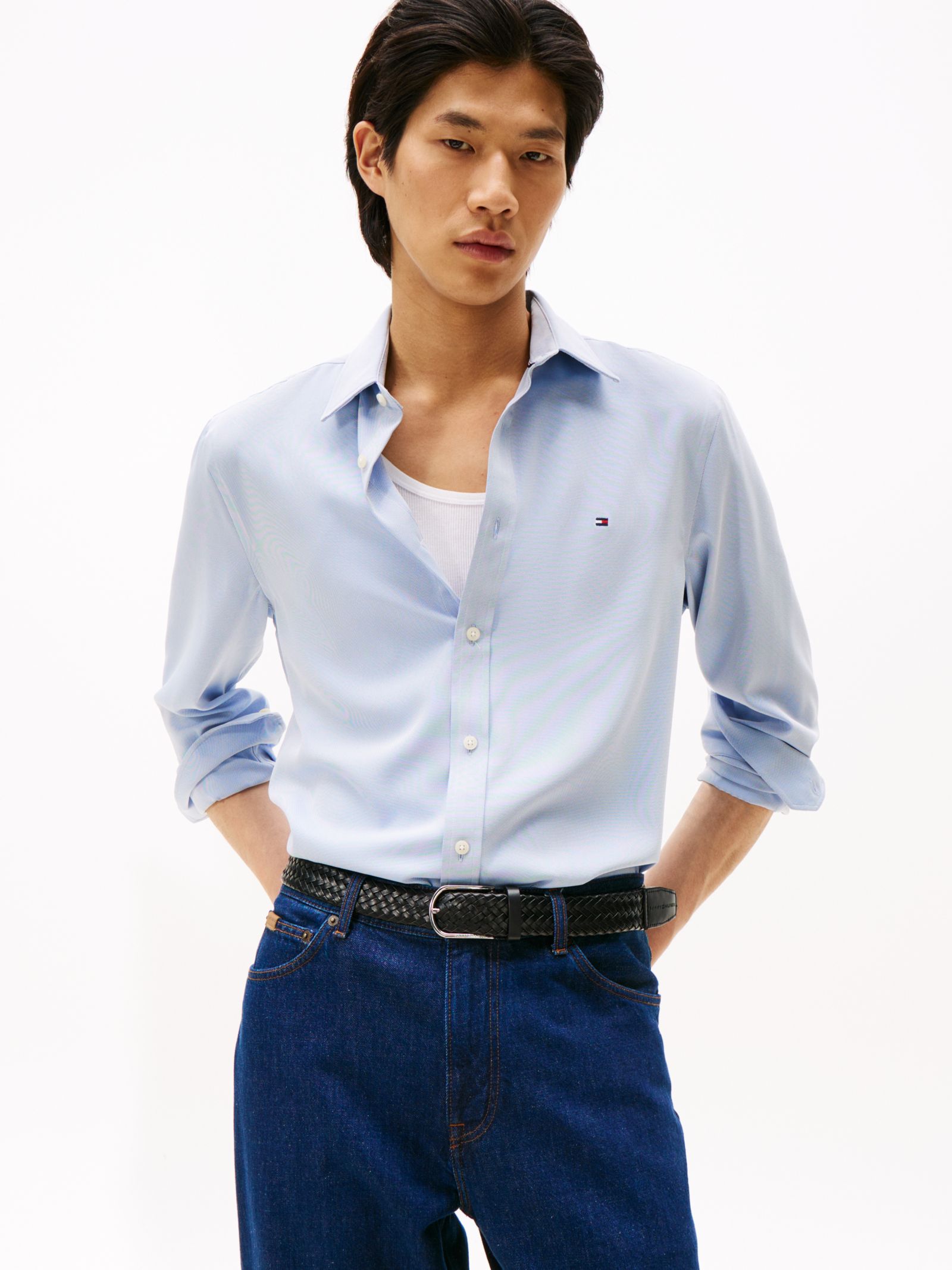 Tommy Hilfiger Performance Slim Fit Oxford overhemd van Piqué