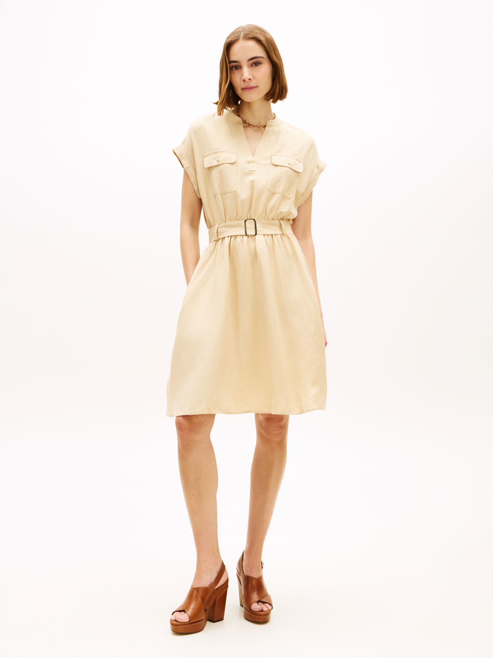 Tommy Hilfiger relaxed fit mini overhemdjurk met ceintuur
