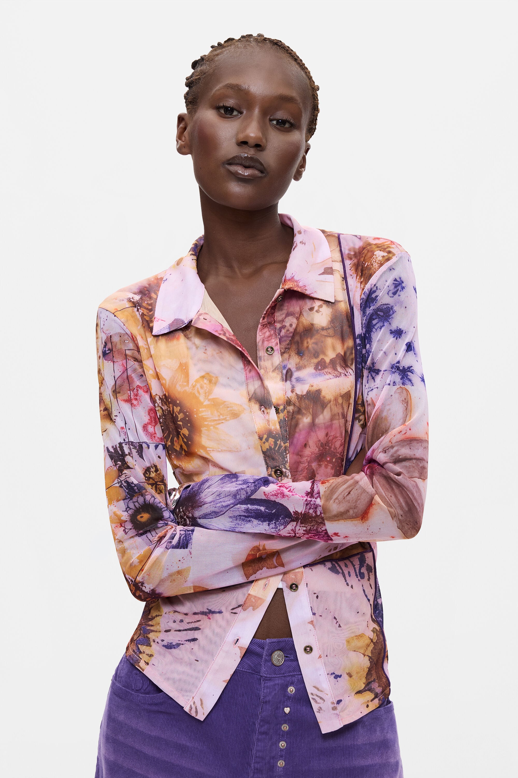 Desigual Blouse met lange mouw met print in multicolor