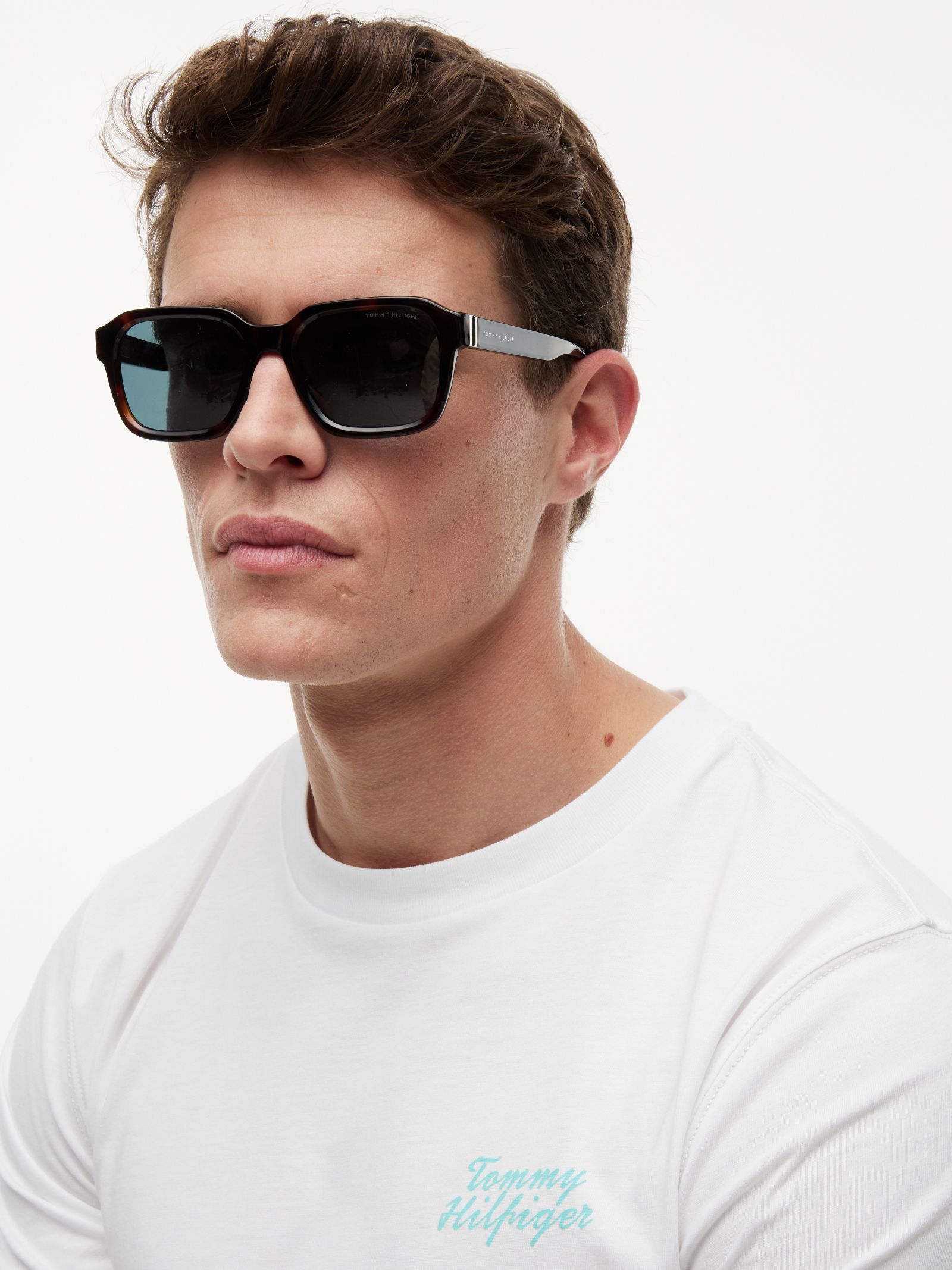 Tommy Hilfiger Zonnebril met vierkante glazen en Signature Tips in bruin