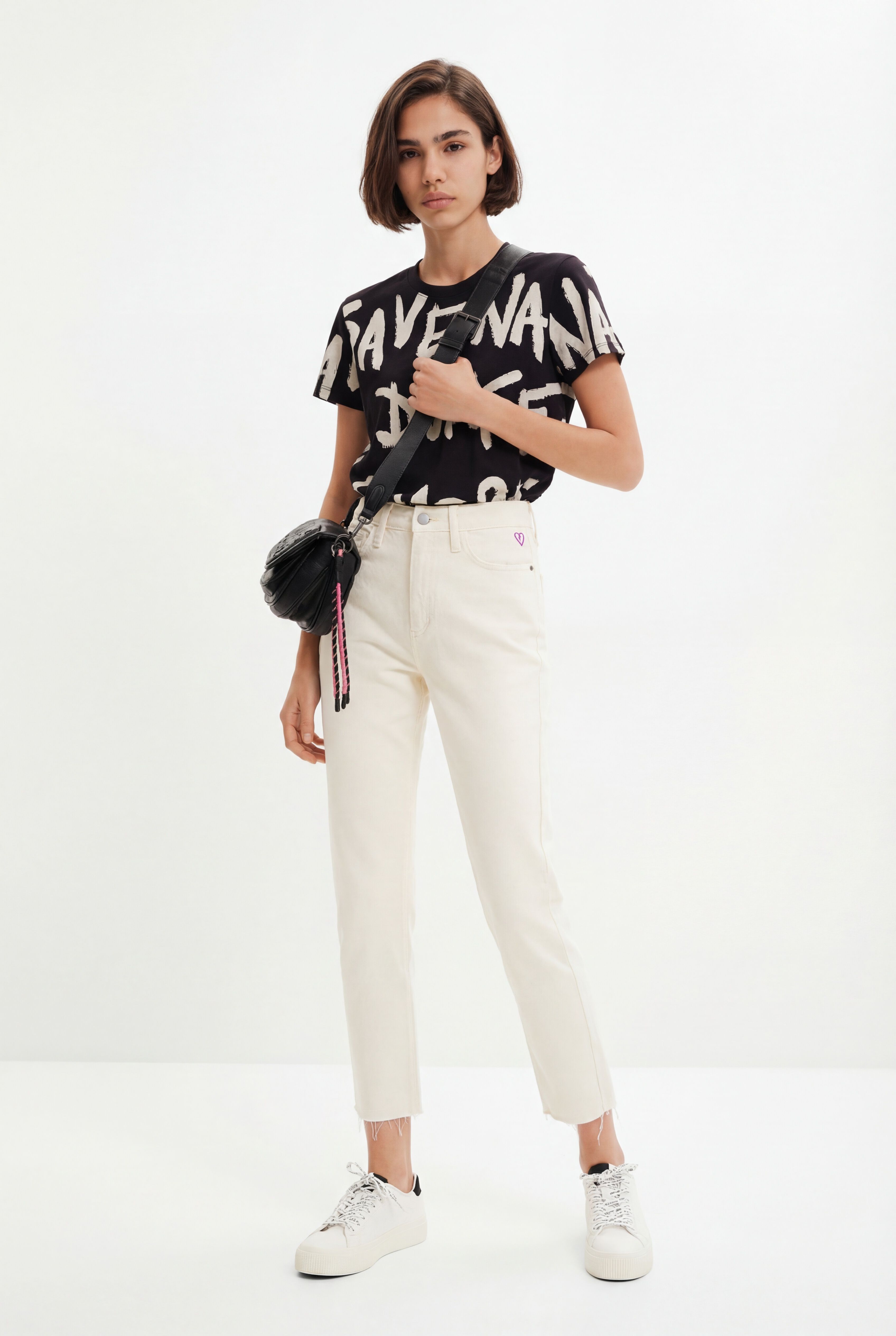 Desigual Straight fit cropped jeans in wit