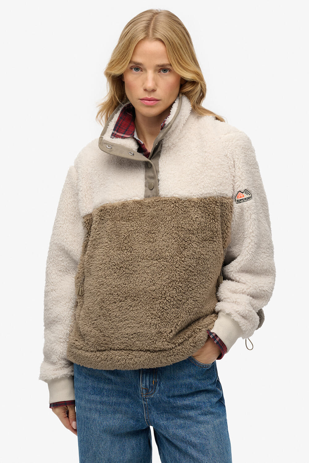Superdry & Co Teddyfleece Super Soft Mash Up Beige dames