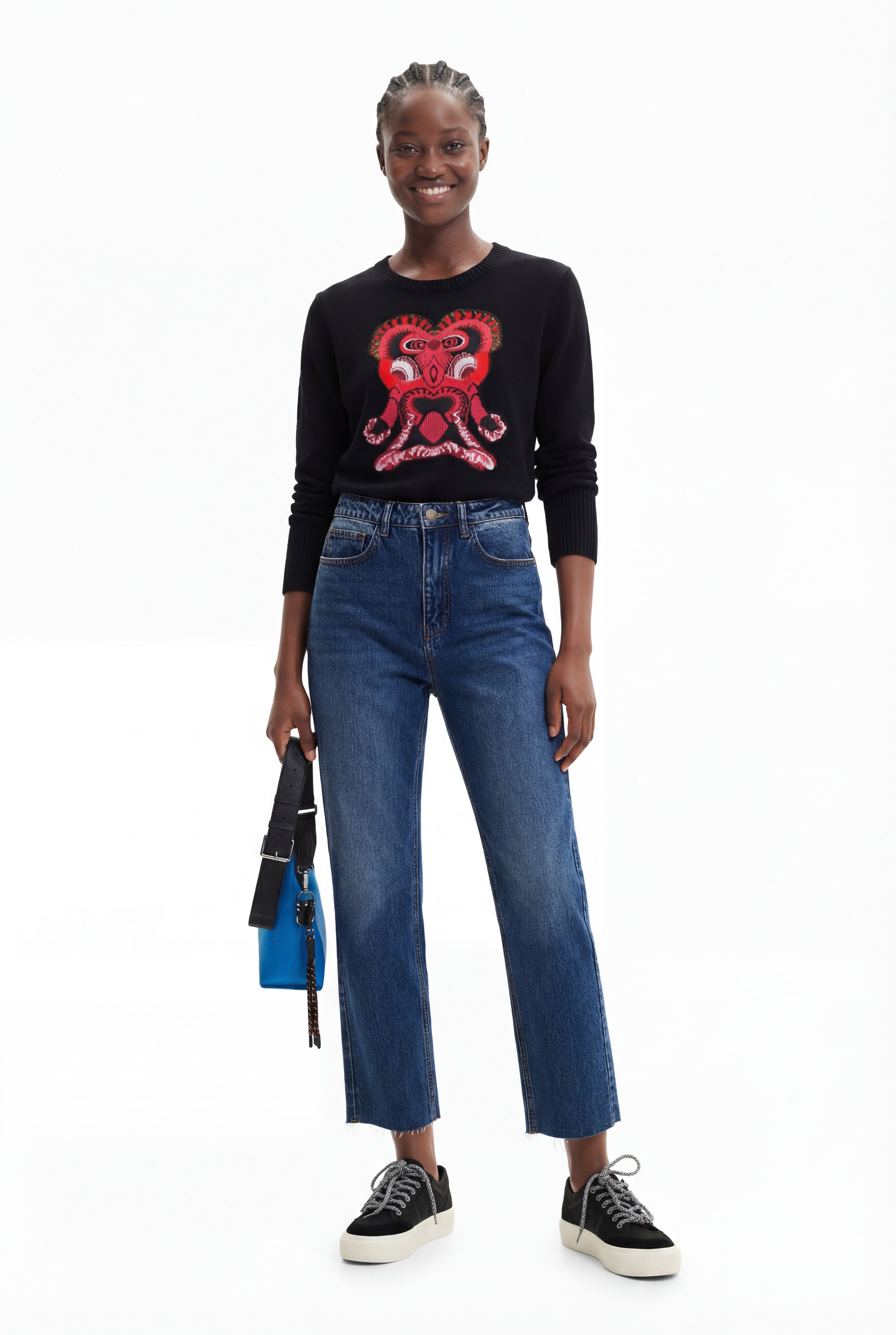 Desigual Straight fit cropped jeans in blauw