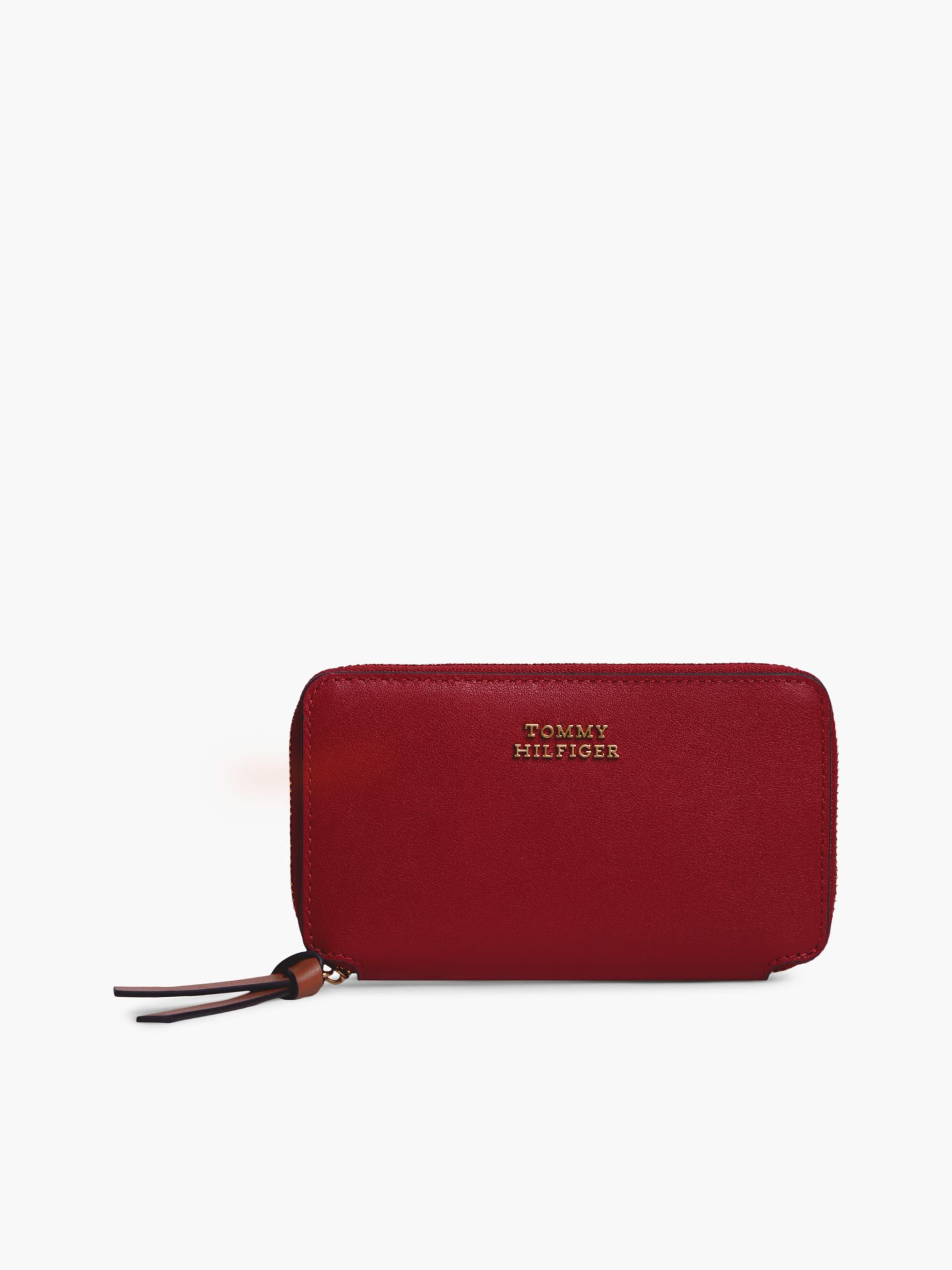 Tommy Hilfiger Leren zip around portemonnee met metalen logo in rood