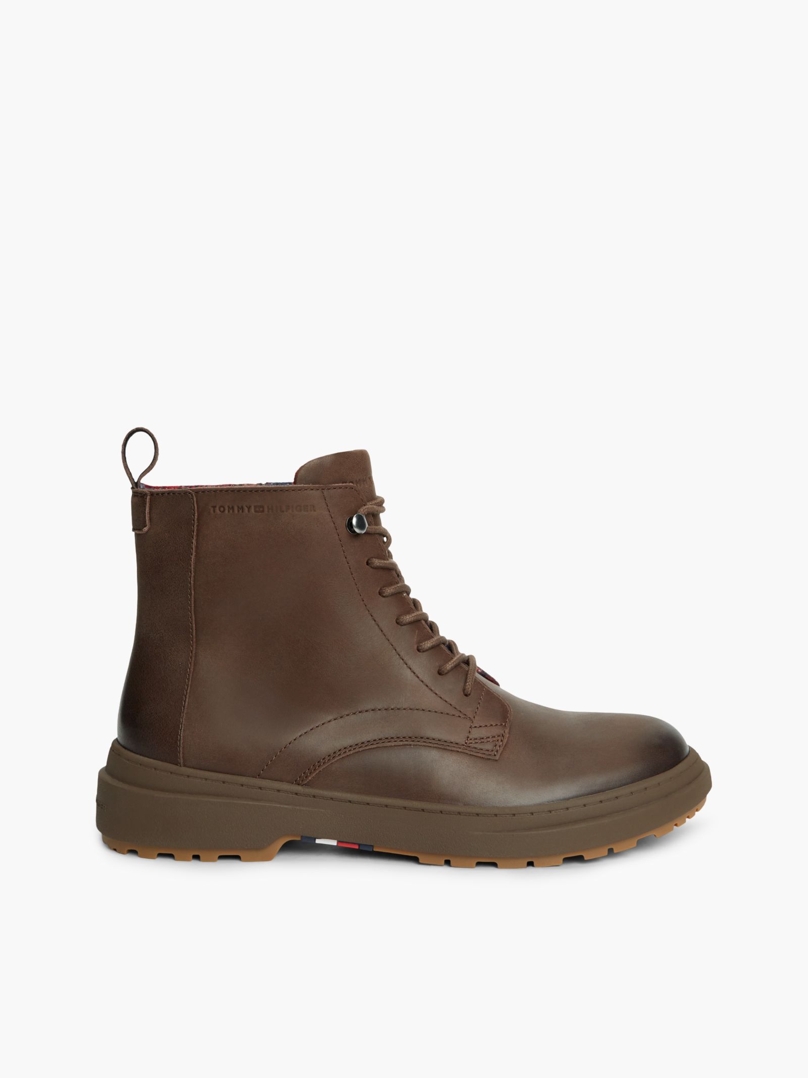 Tommy Hilfiger Outdoor Leren Enkellaars Met warme voering in bruin