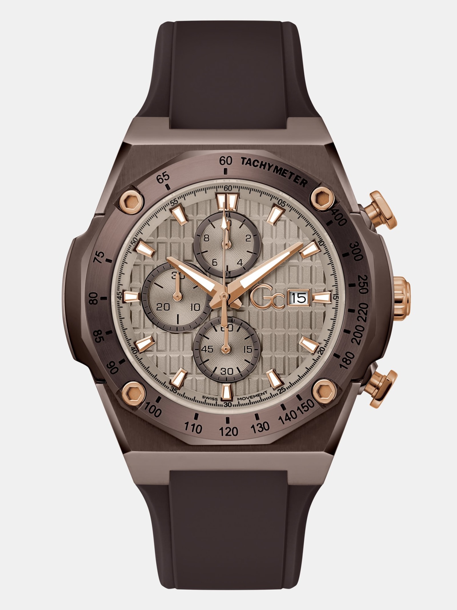 Guess Gc Horloge Silicone 45 Mm in bruin