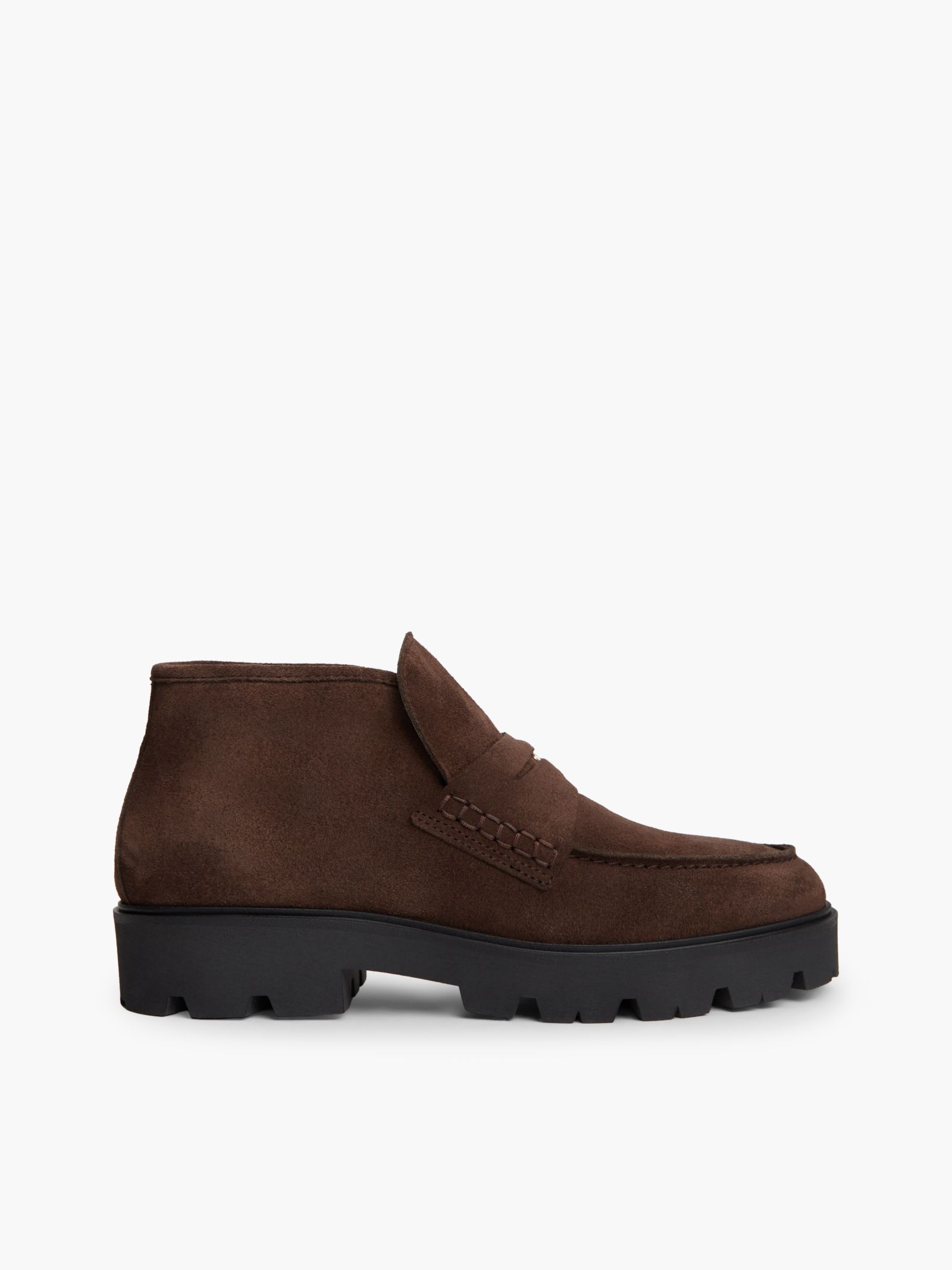 Tommy Hilfiger suède penny loafer boot met TH monogram in bruin