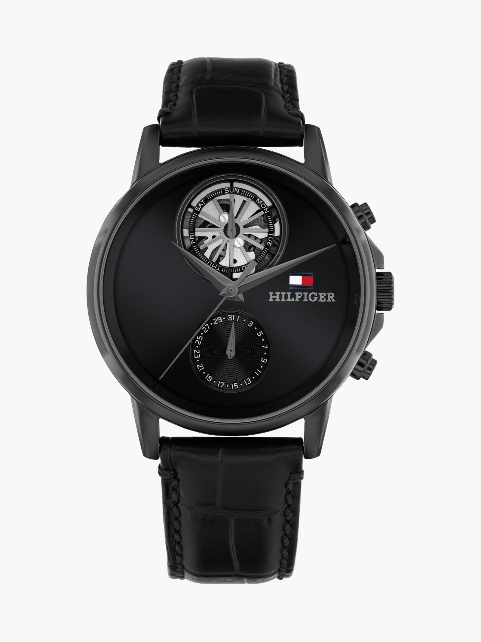 Tommy Hilfiger Zwart horloge met skeleton sub wijzerplaat