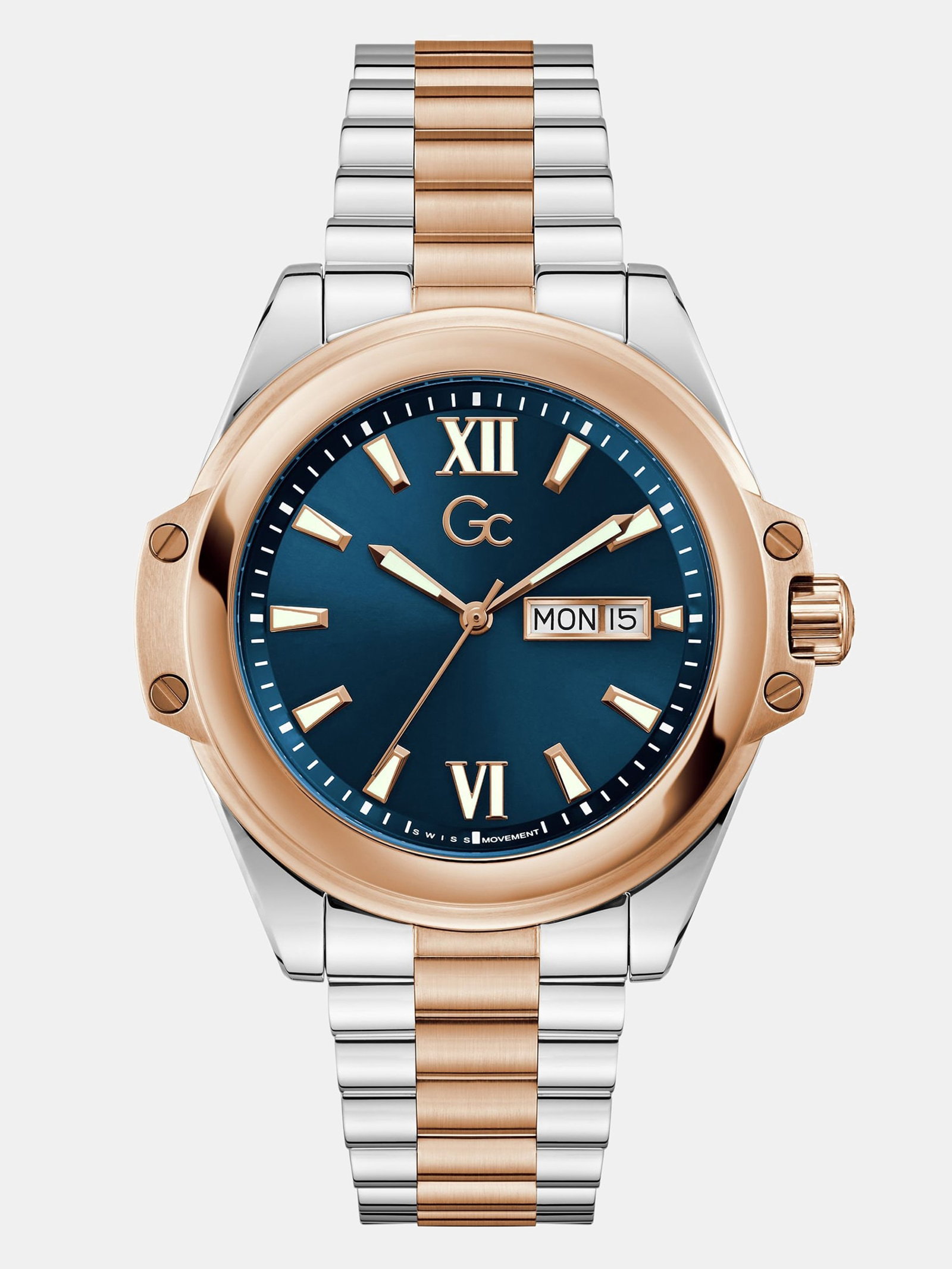 Guess Gc Horloge Van Roestvrij Staal 43 Mm in blauw