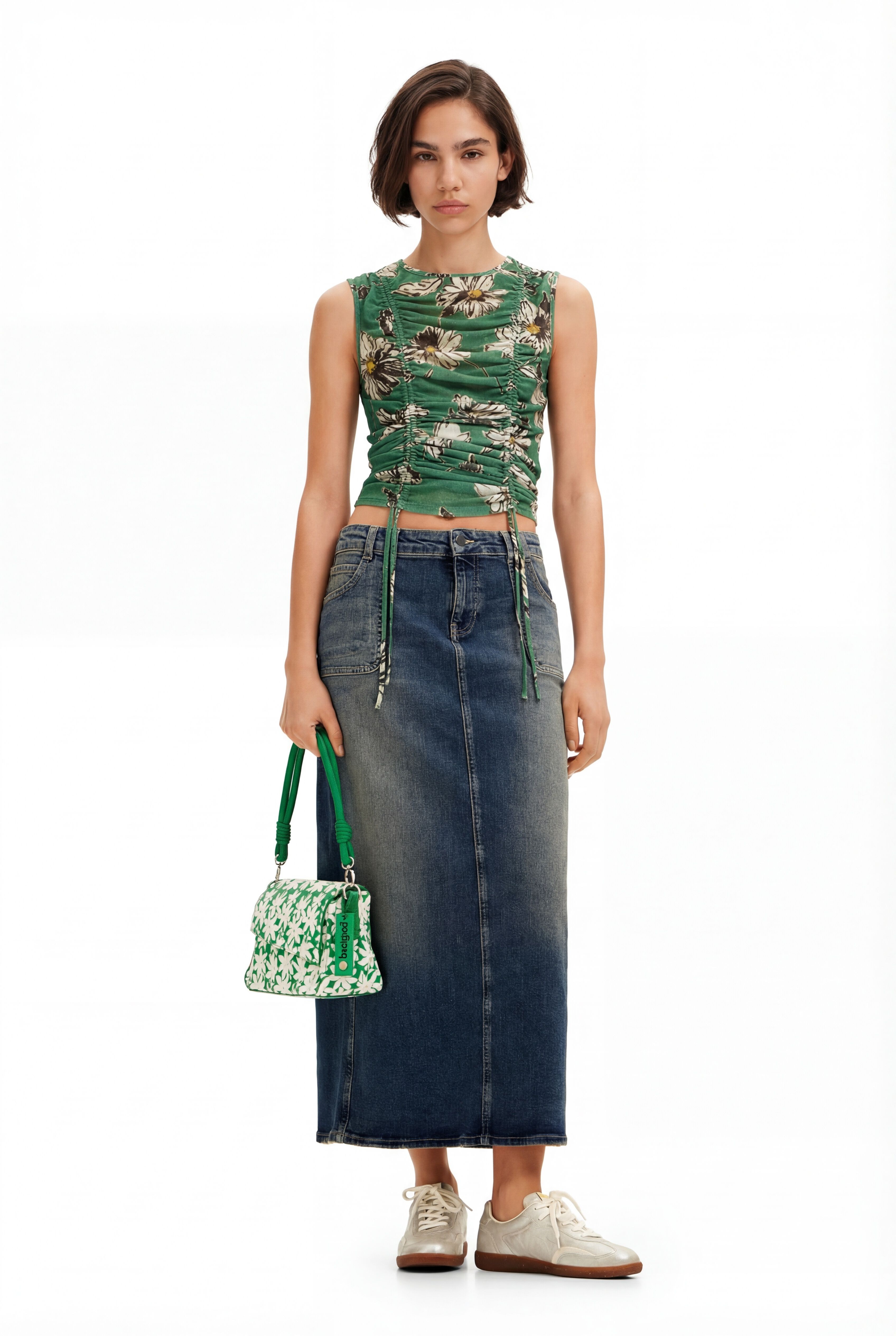 Desigual Denim midi rok in blauw