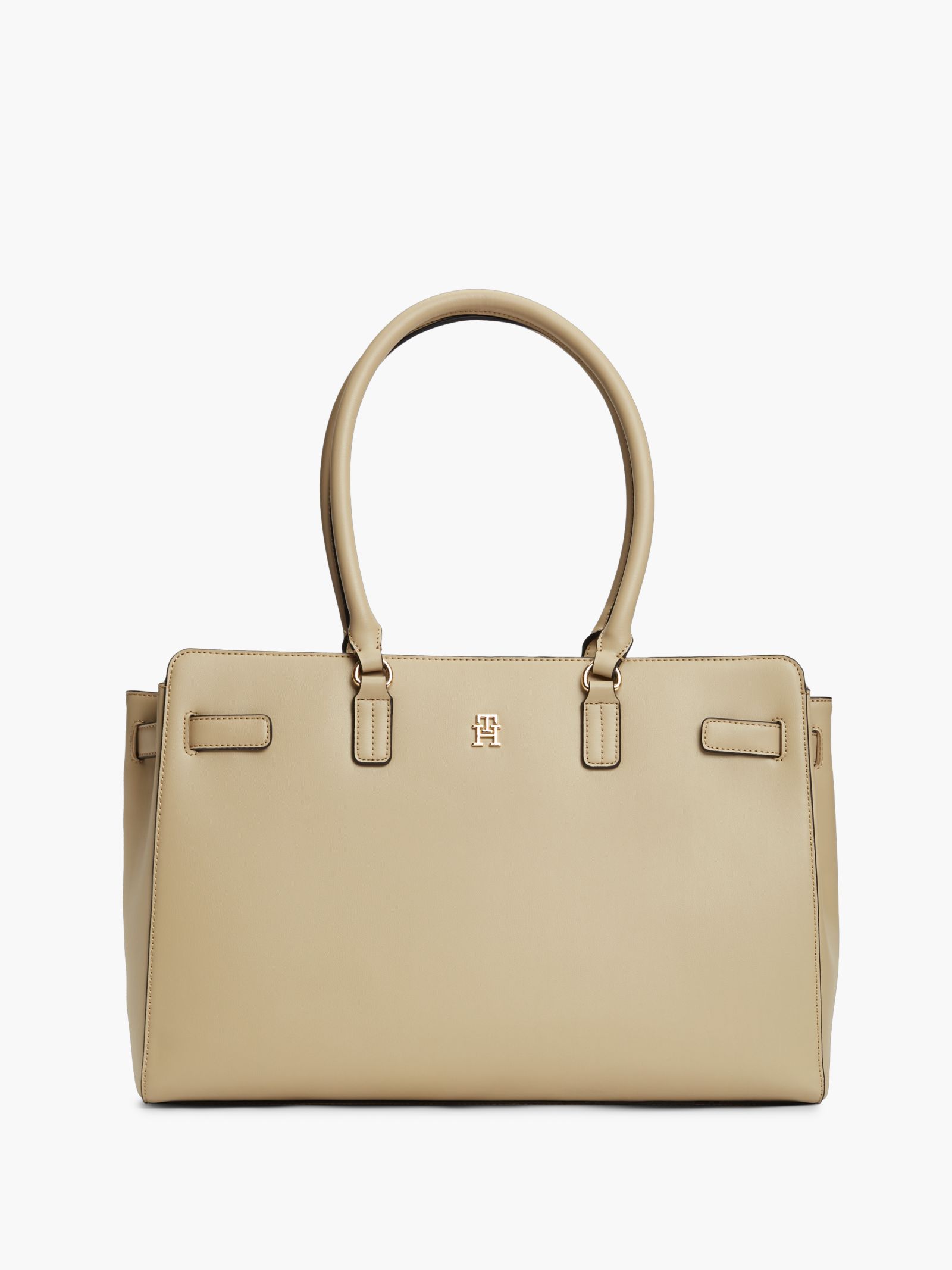 Tommy Hilfiger Shopper met metalen TH Monogram in beige
