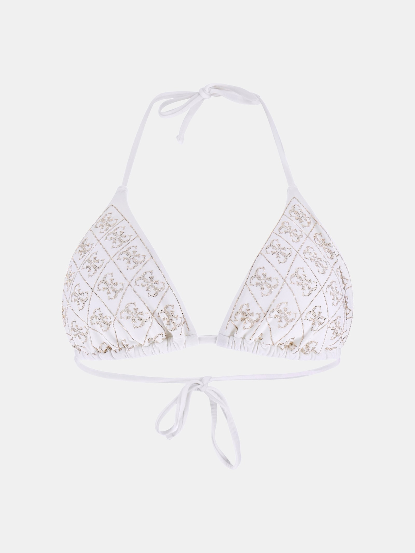 Guess 4G Logo Driehoek Bikini Top in wit