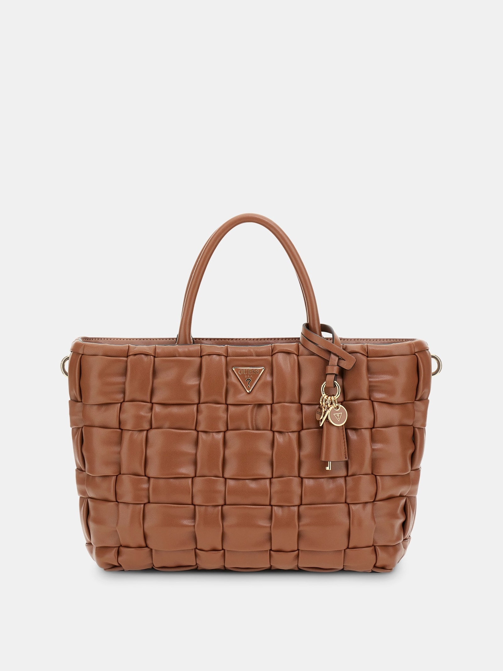 Guess Handtas Marion Gevlochten in bruin