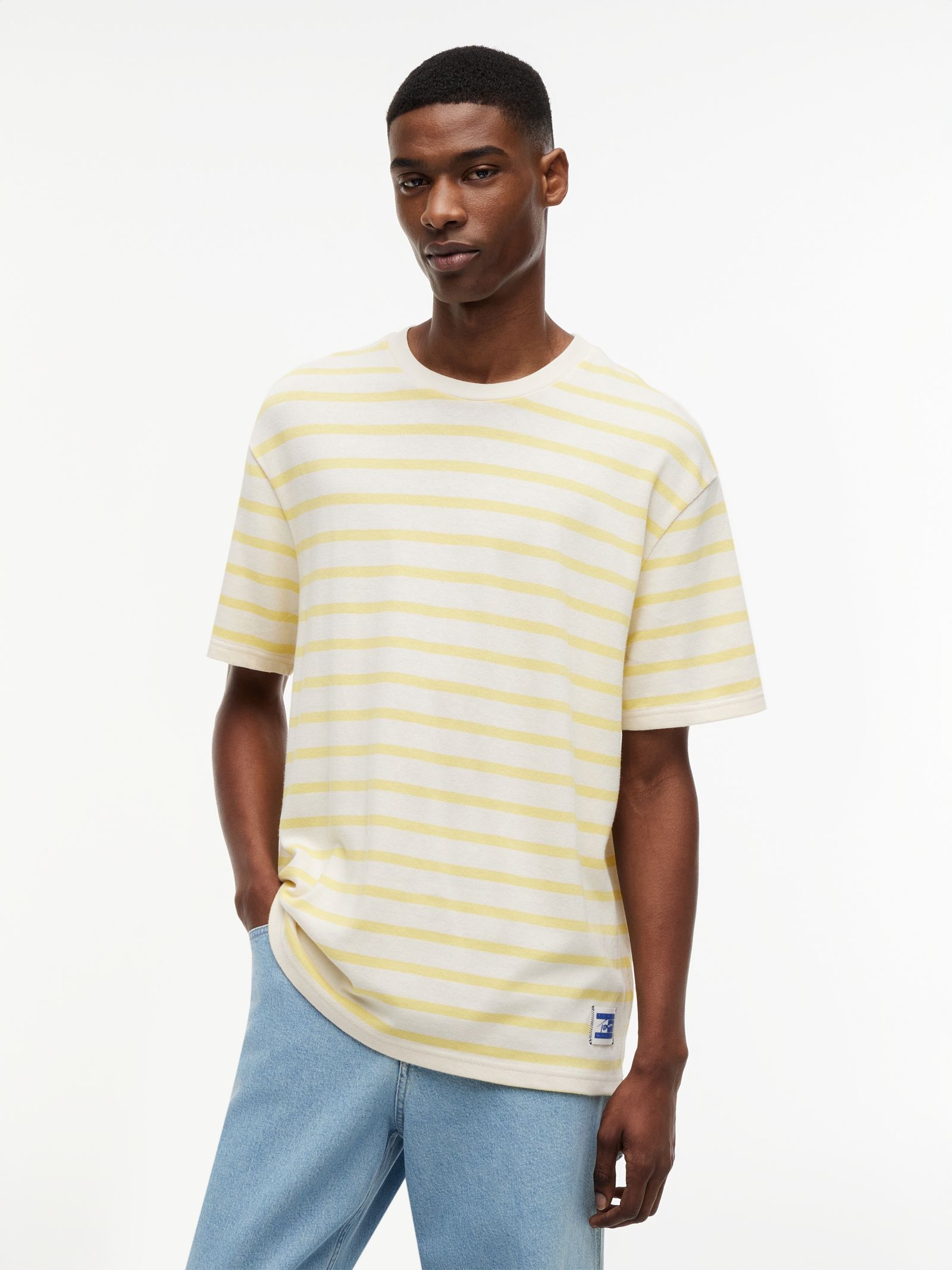 Tommy Jeans Relaxed gestreept jersey T-shirt met logolabel in wit