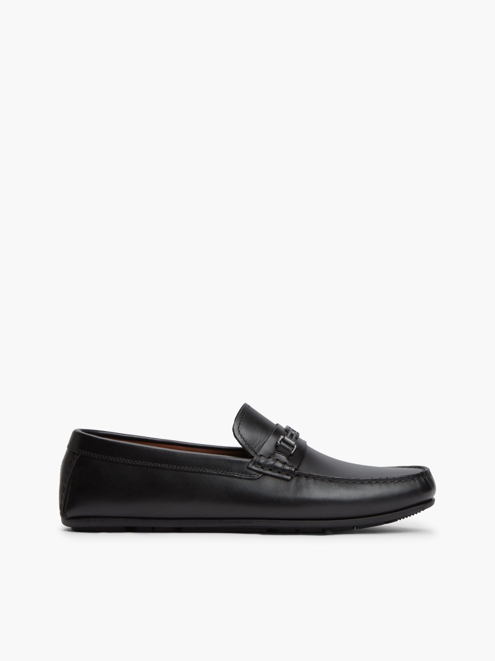 Tommy Hilfiger leren driver schoen met metalen vlag in zwart