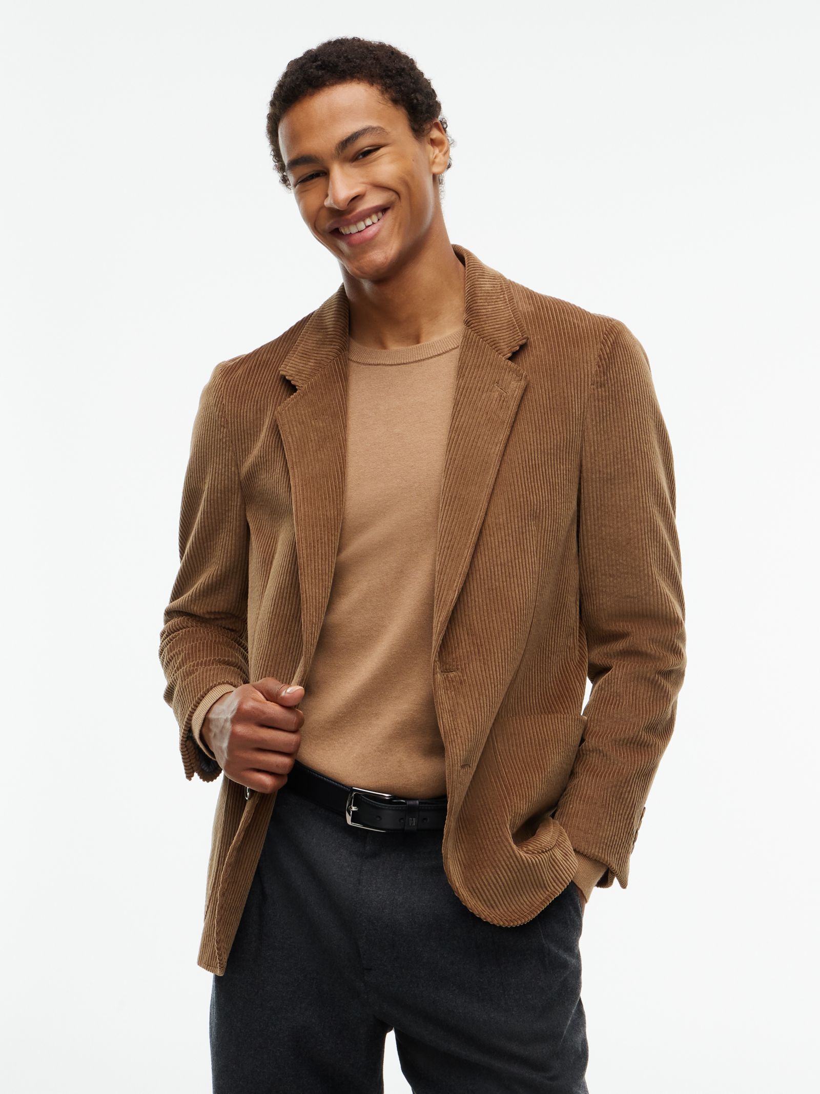 Tommy Hilfiger corduroy regular fit single breasted blazer in beige