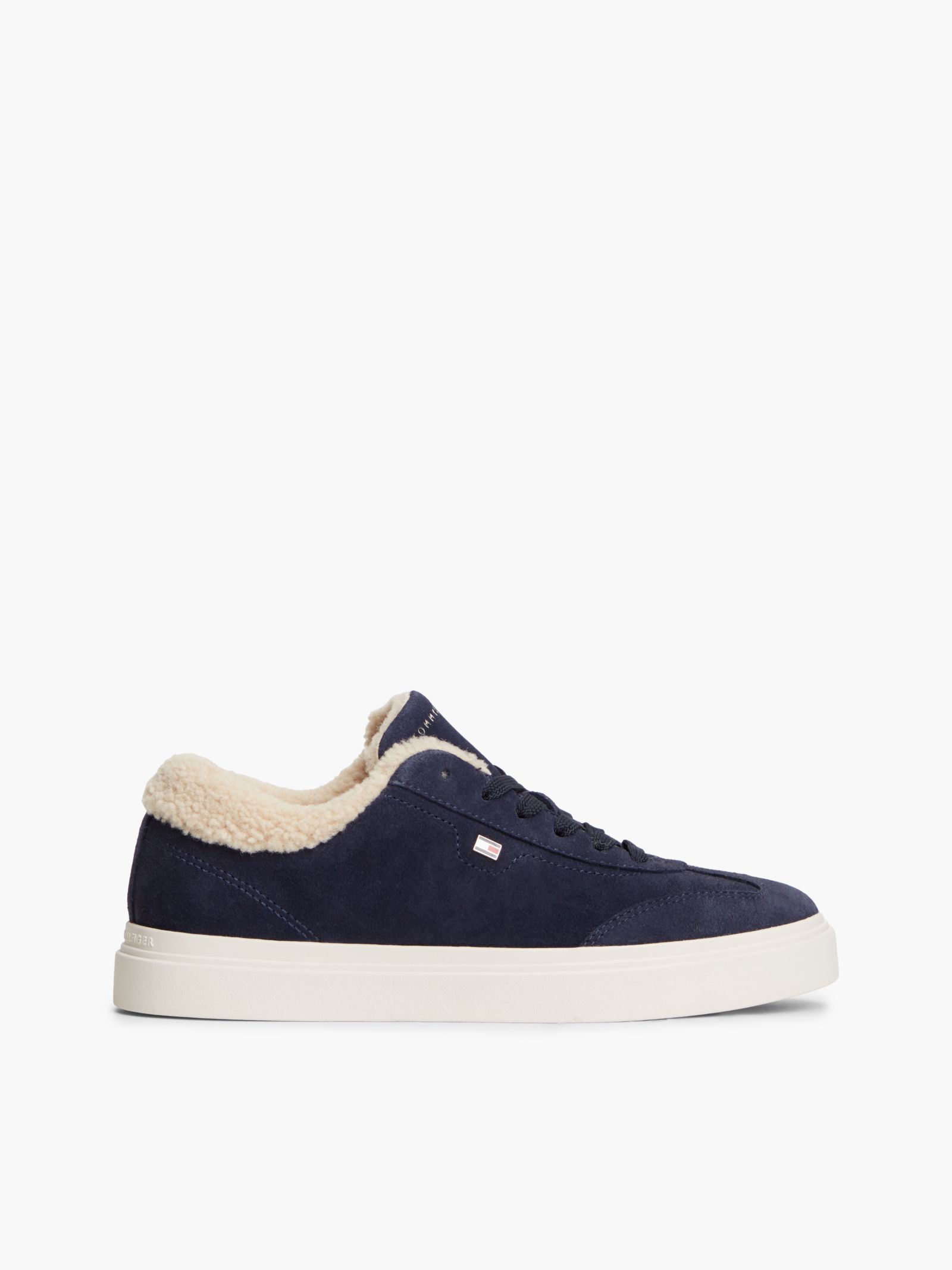 Tommy Hilfiger Leren cupsole sneaker met warme voering in marine