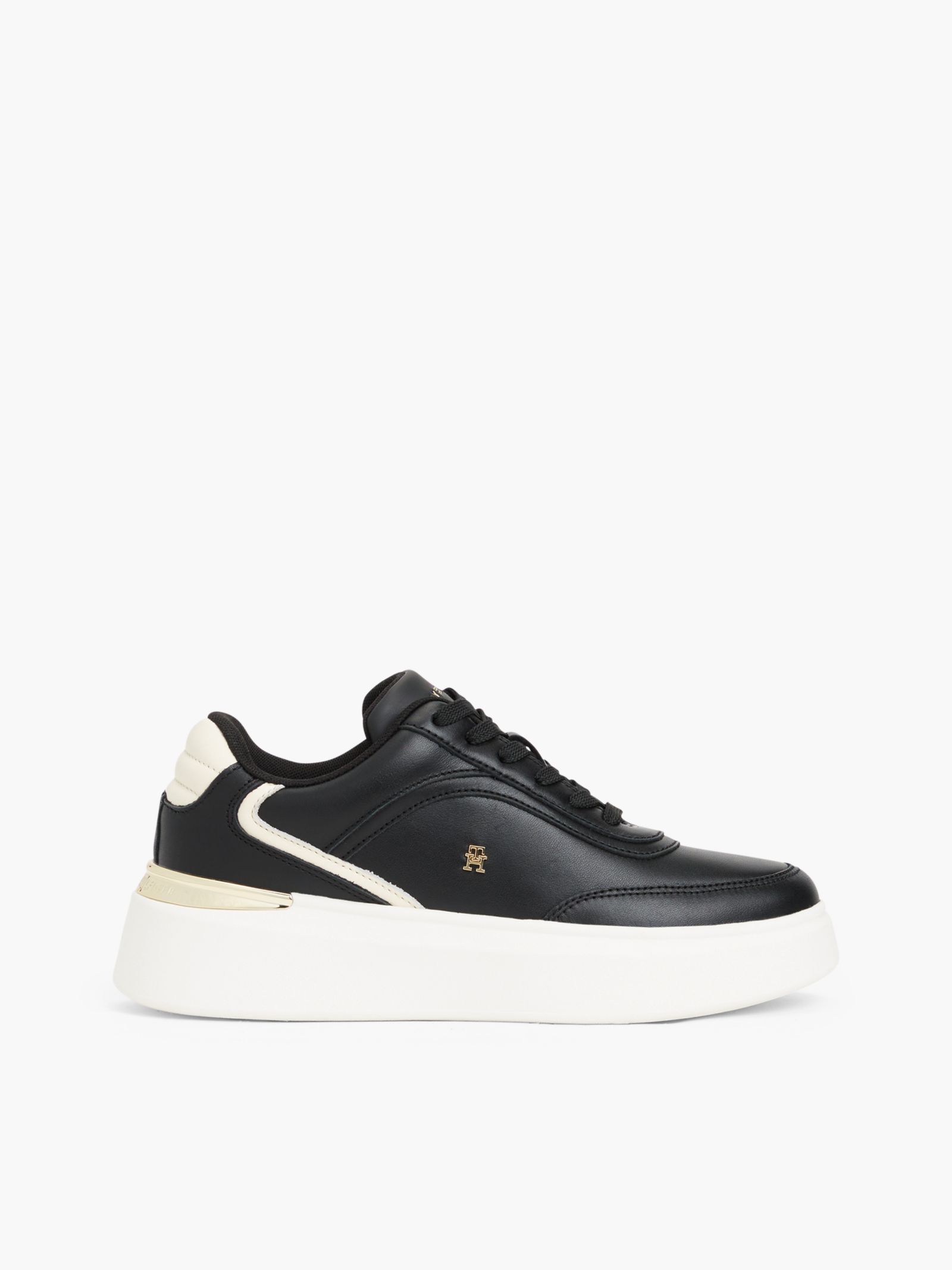 Tommy Hilfiger leren platformsneaker met TH Monogram in zwart