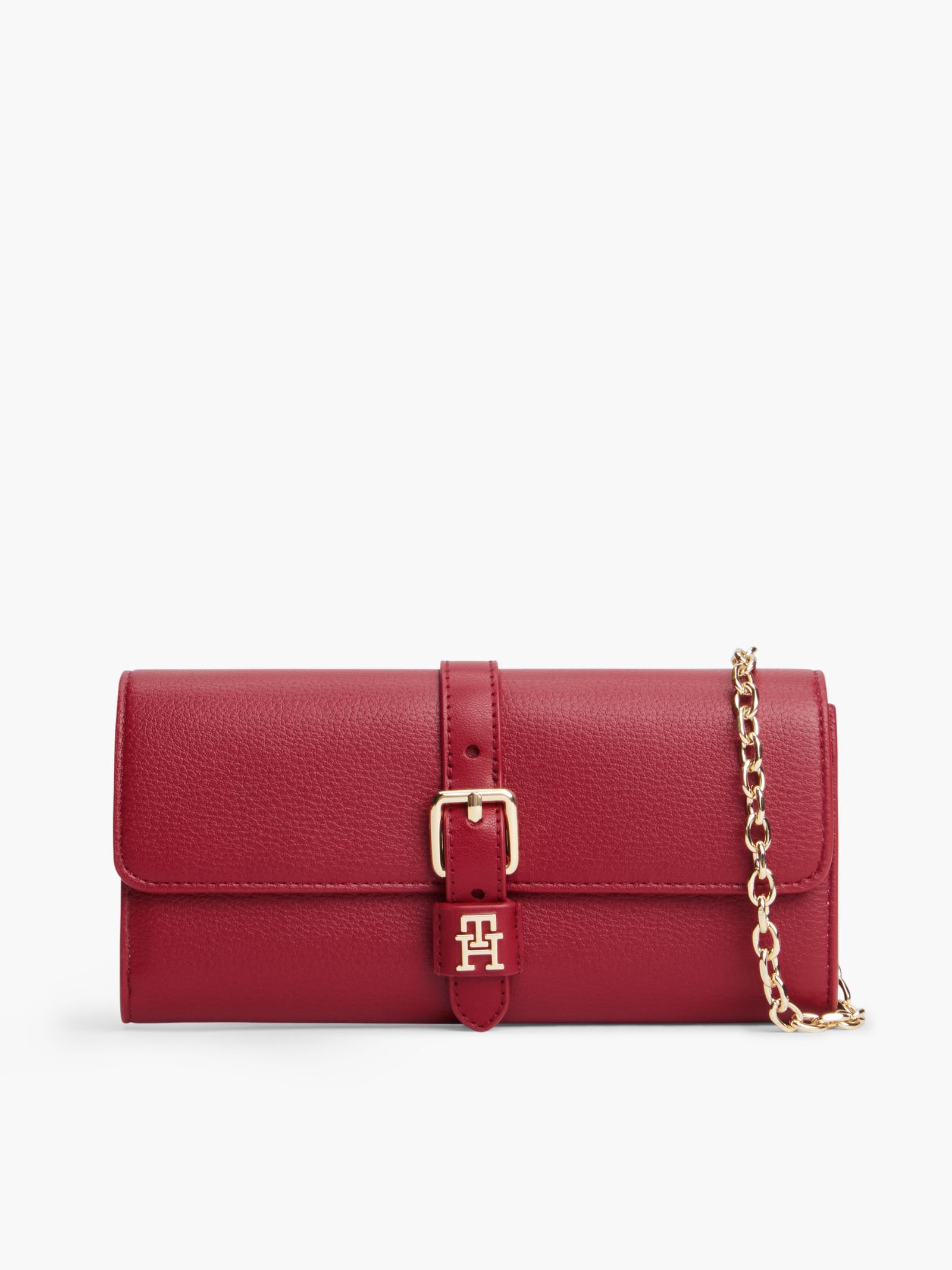 Tommy Hilfiger portemonnee met gespflap en kettingband in rood