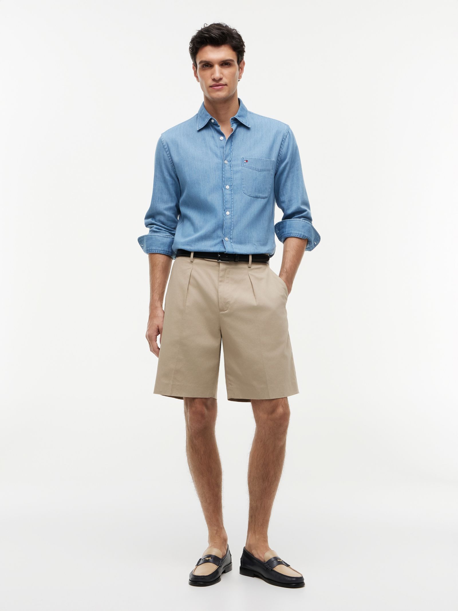 Tommy Hilfiger New York Label Relaxed fit short met linnen