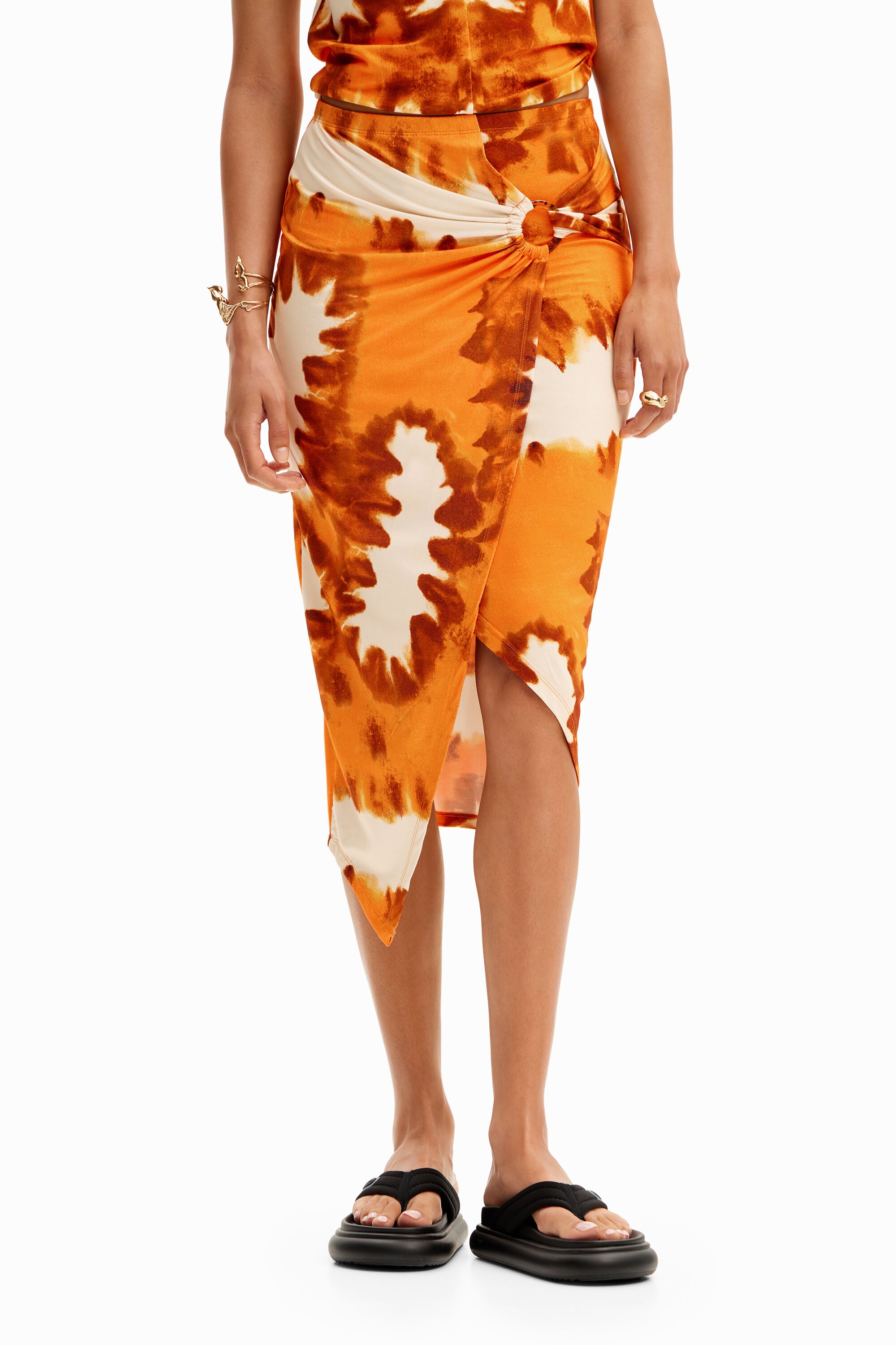 Desigual Midi-wikkelrok tie-dye