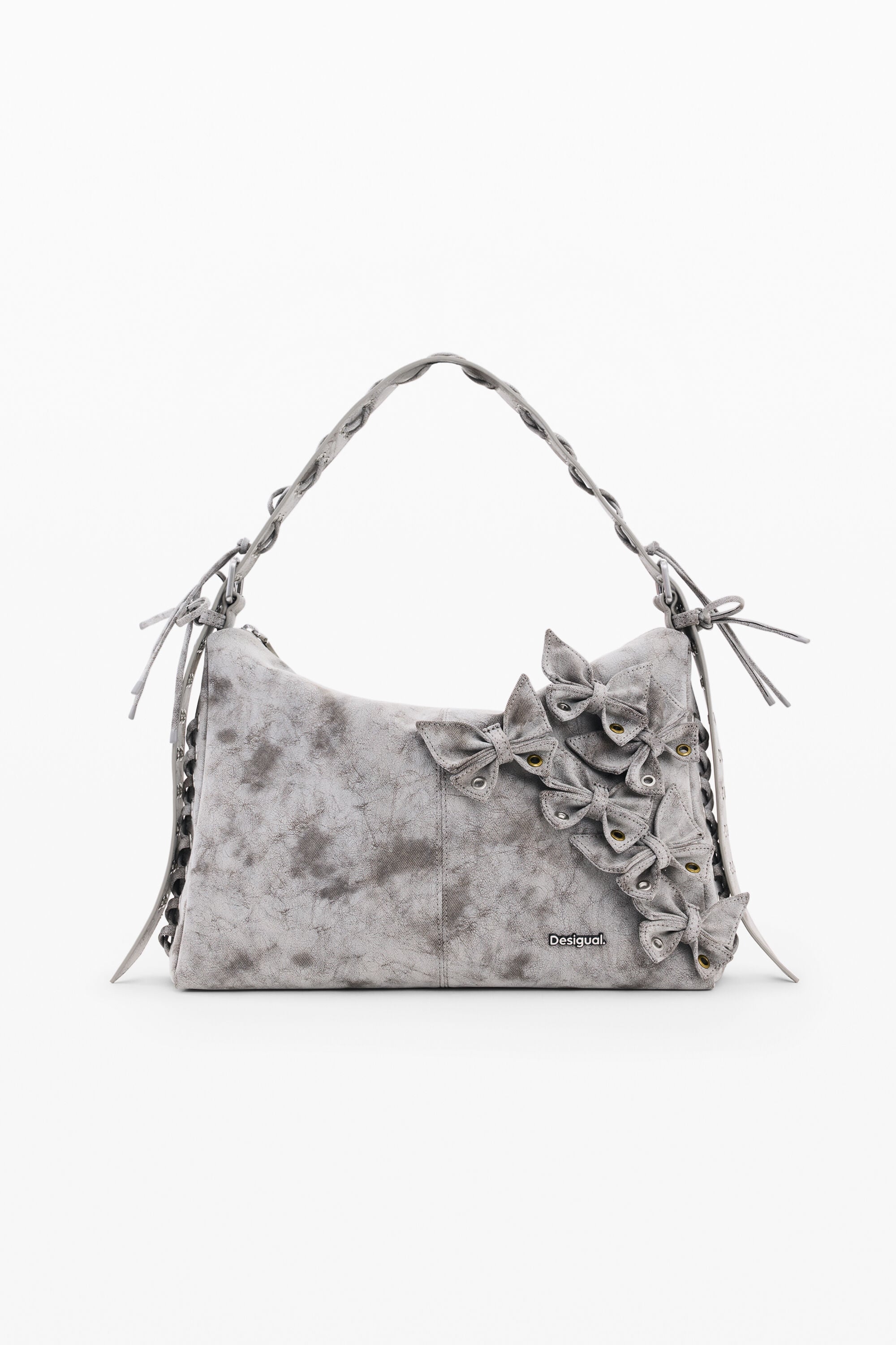 Desigual Grote bloemen tas in grijs