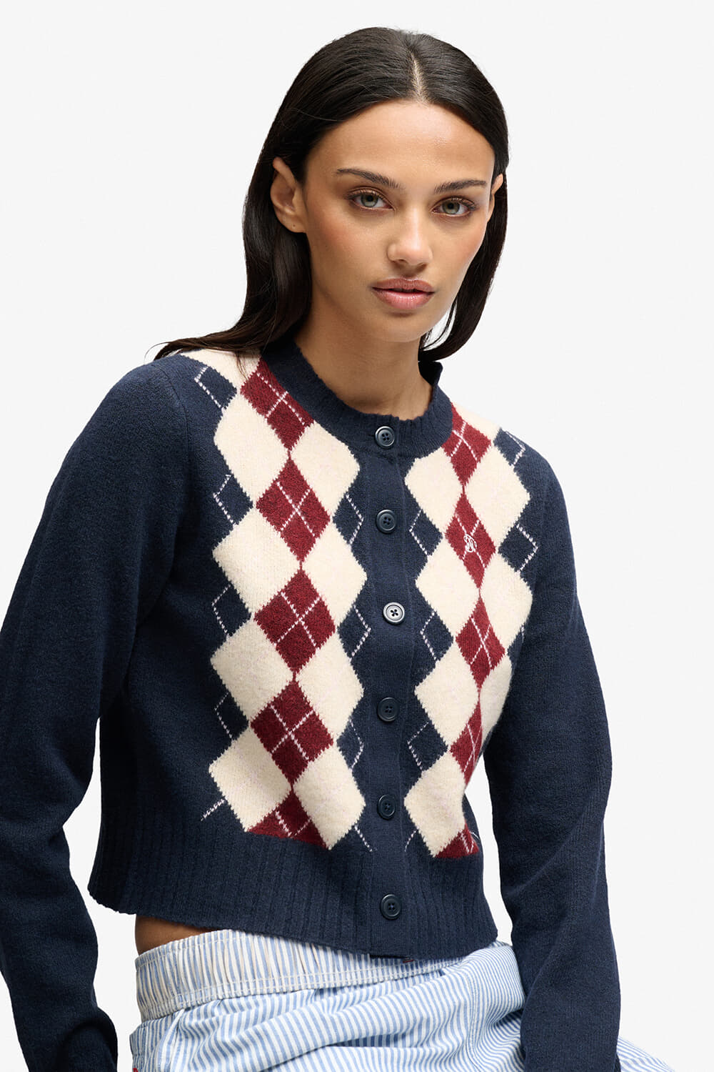 Superdry & Co Vest Argyle Navy dames