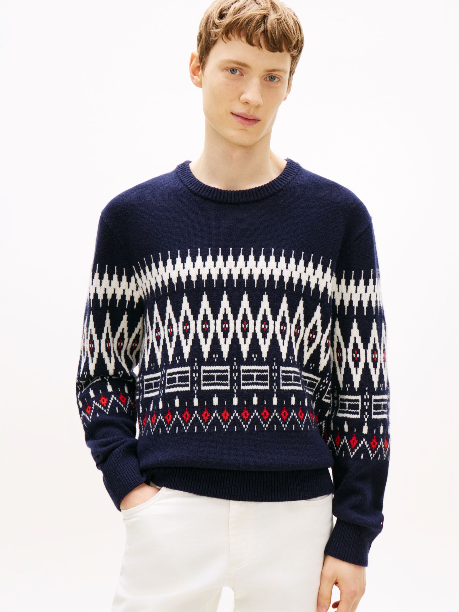 Tommy Hilfiger Relaxed Fit Fair Isle Trui van lamswolmix