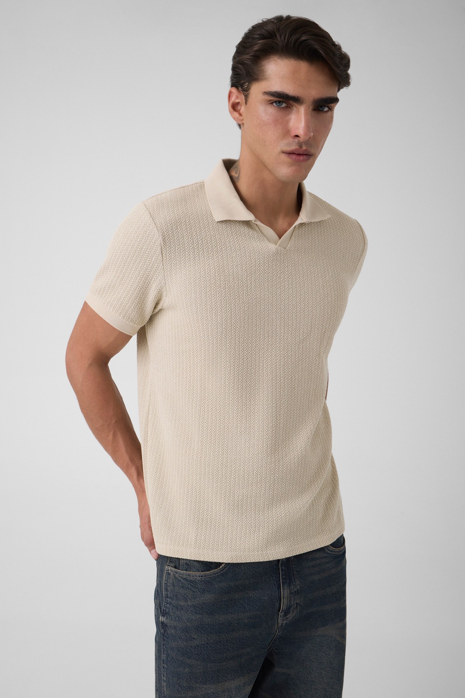 Guess Gebreide Polo in beige