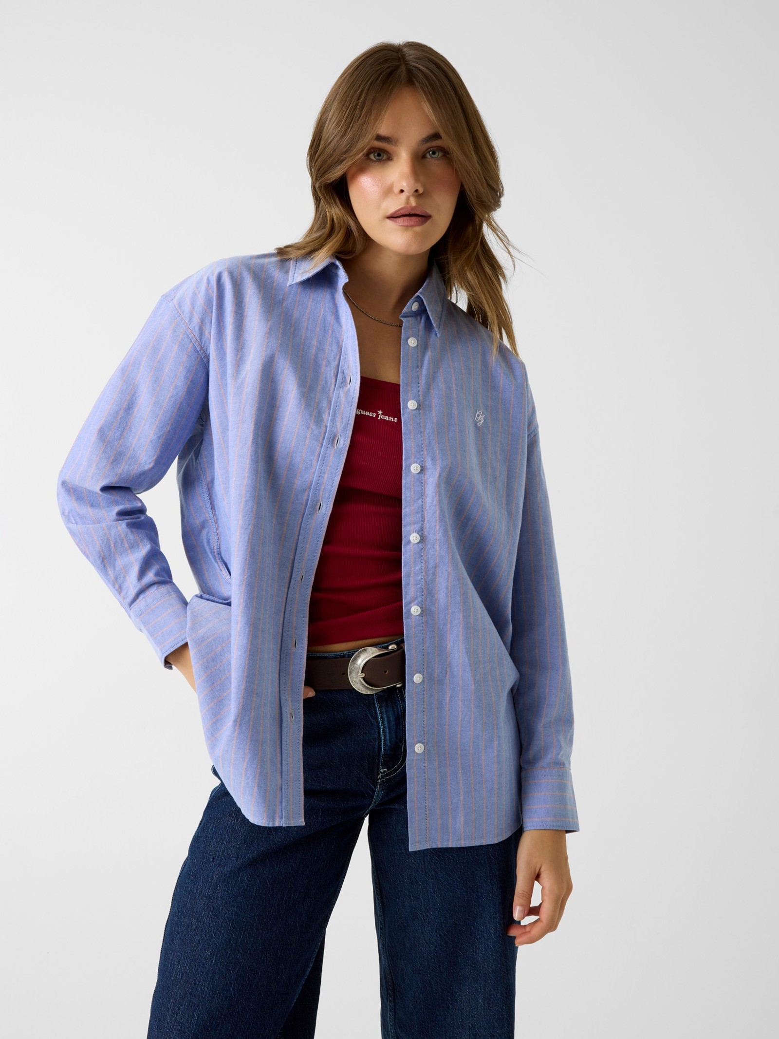 Guess Oversized Oxford-Overhemd in blauw