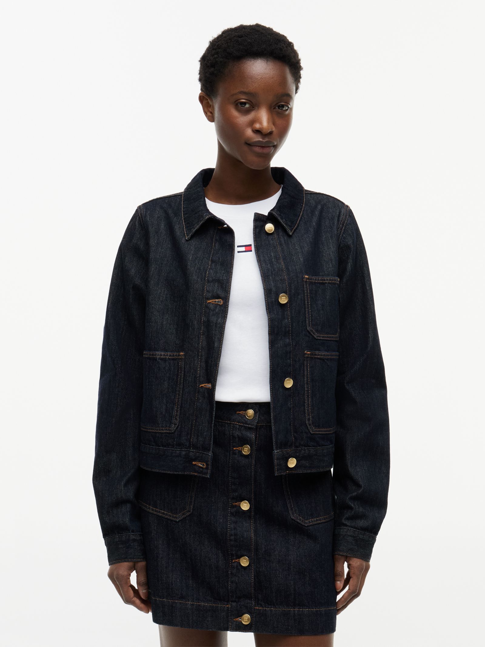 Tommy Hilfiger Denim jack met goudkleurige knopen