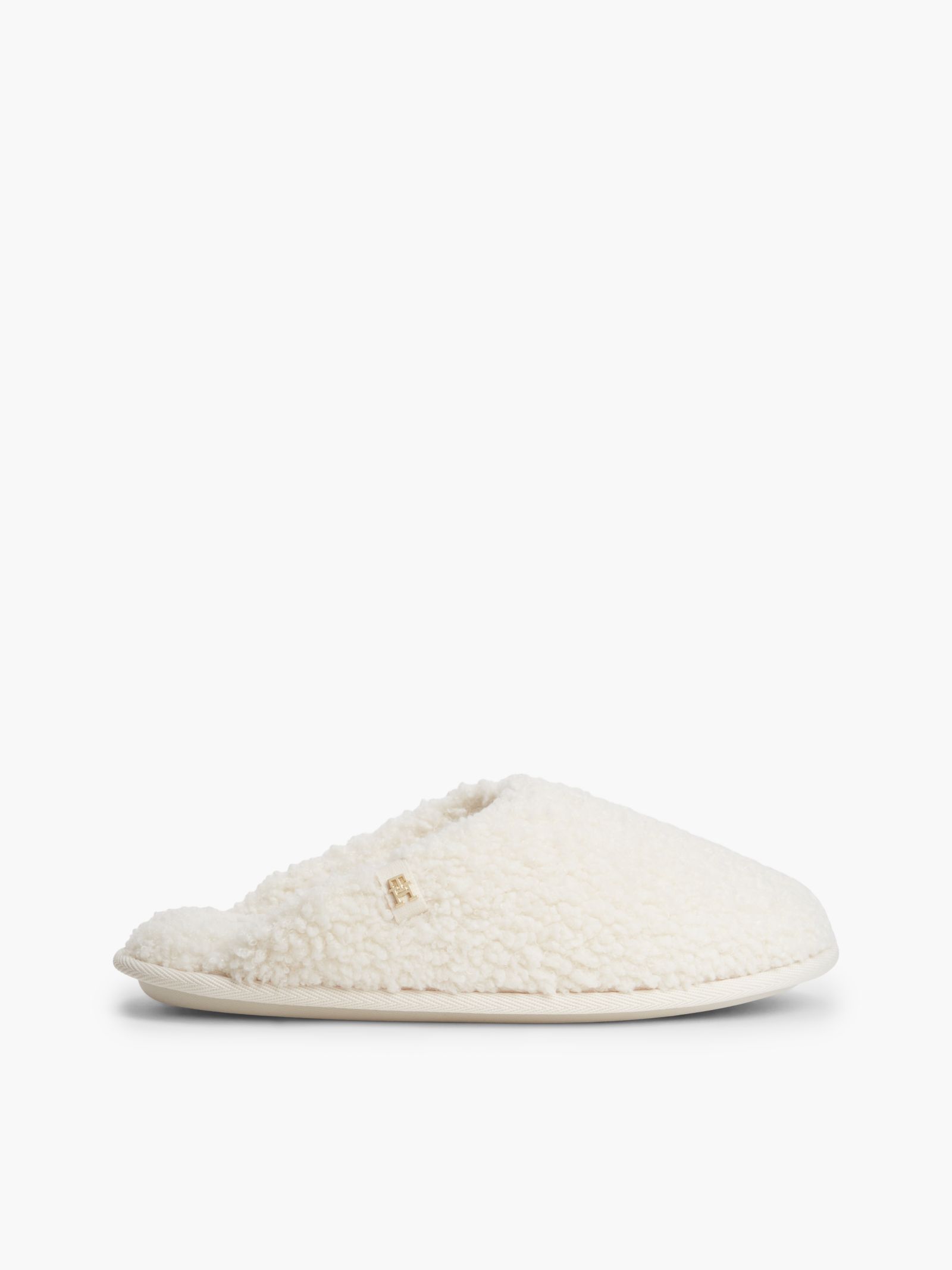 Tommy Hilfiger TH Monogram Slipper van imitatiebont in beige