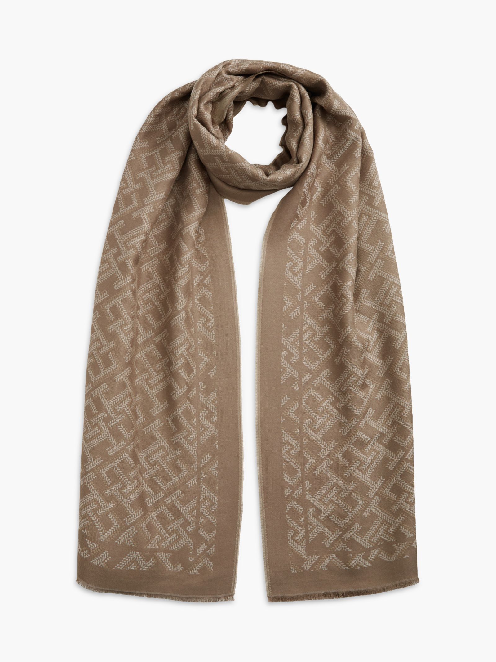 Tommy Hilfiger Sjaal met TH Monogramjacquard in bruin