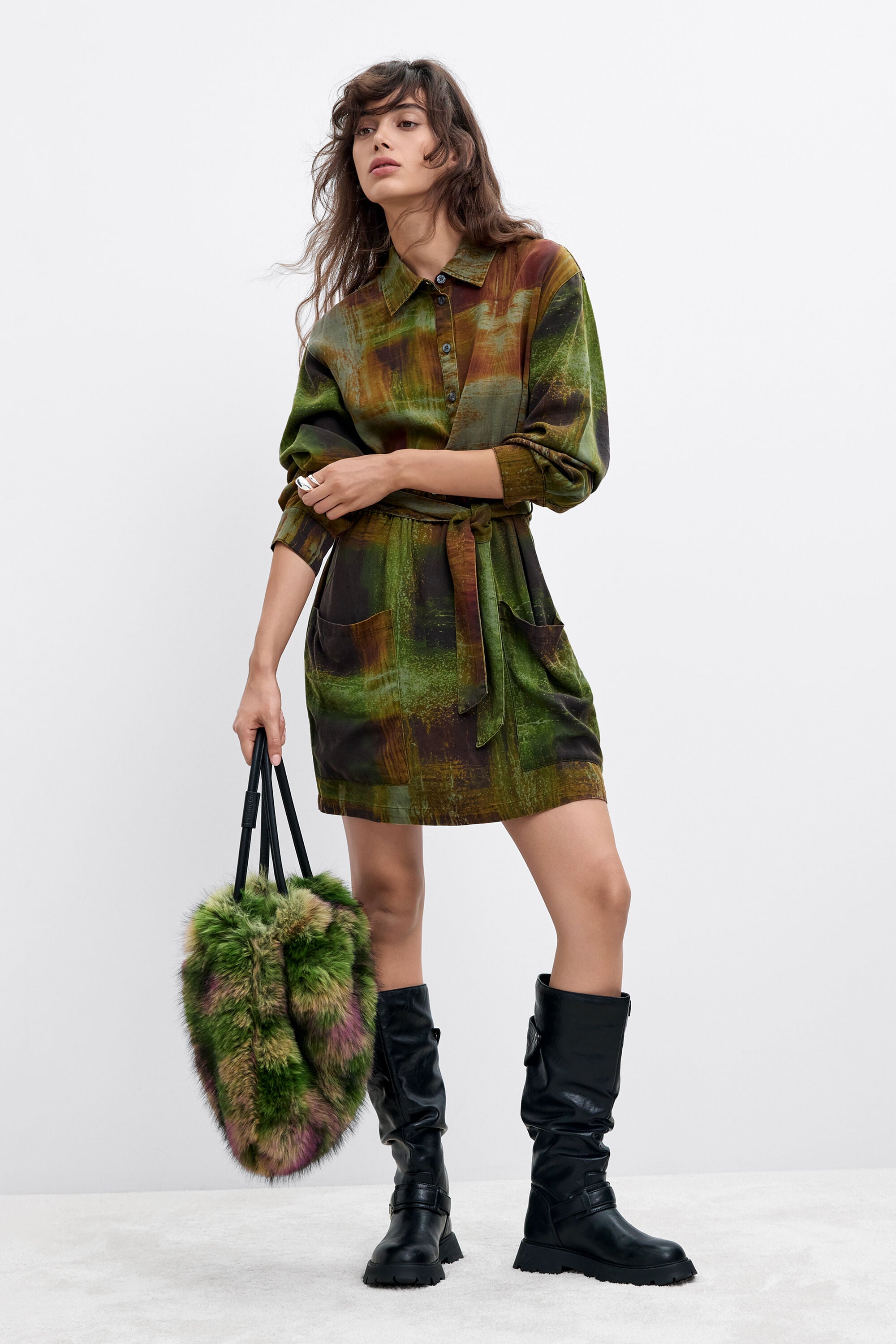 Desigual Lange mouwen jurk M. C. Lacroix in groen
