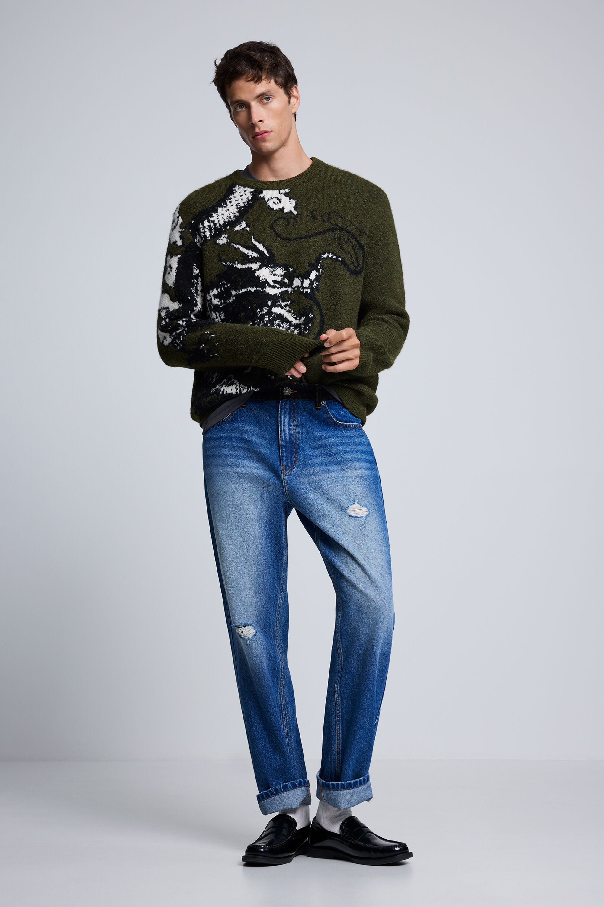 Desigual Spijkerbroek met dubbele taille in blauw