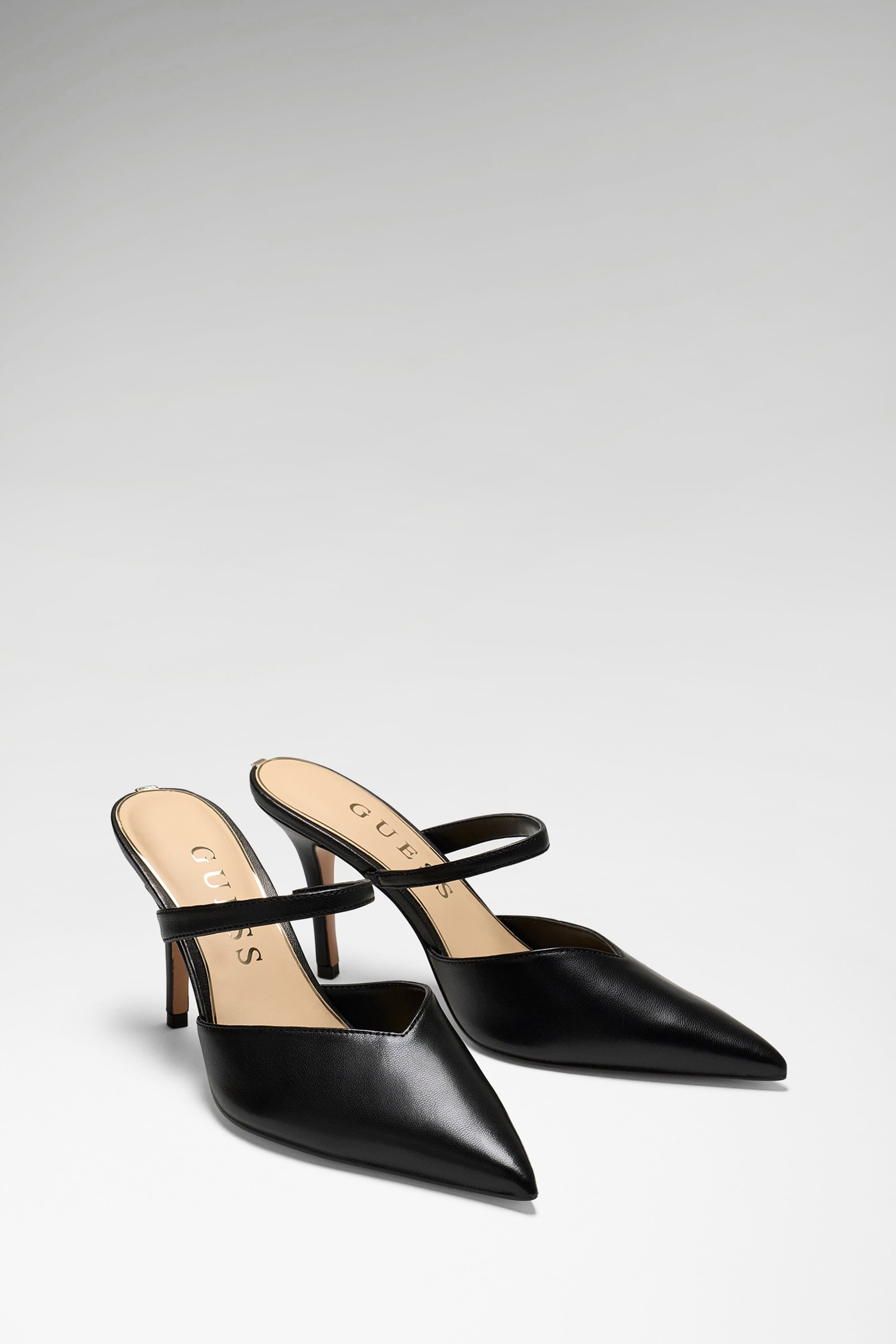 Guess Echte Leren Mule in zwart