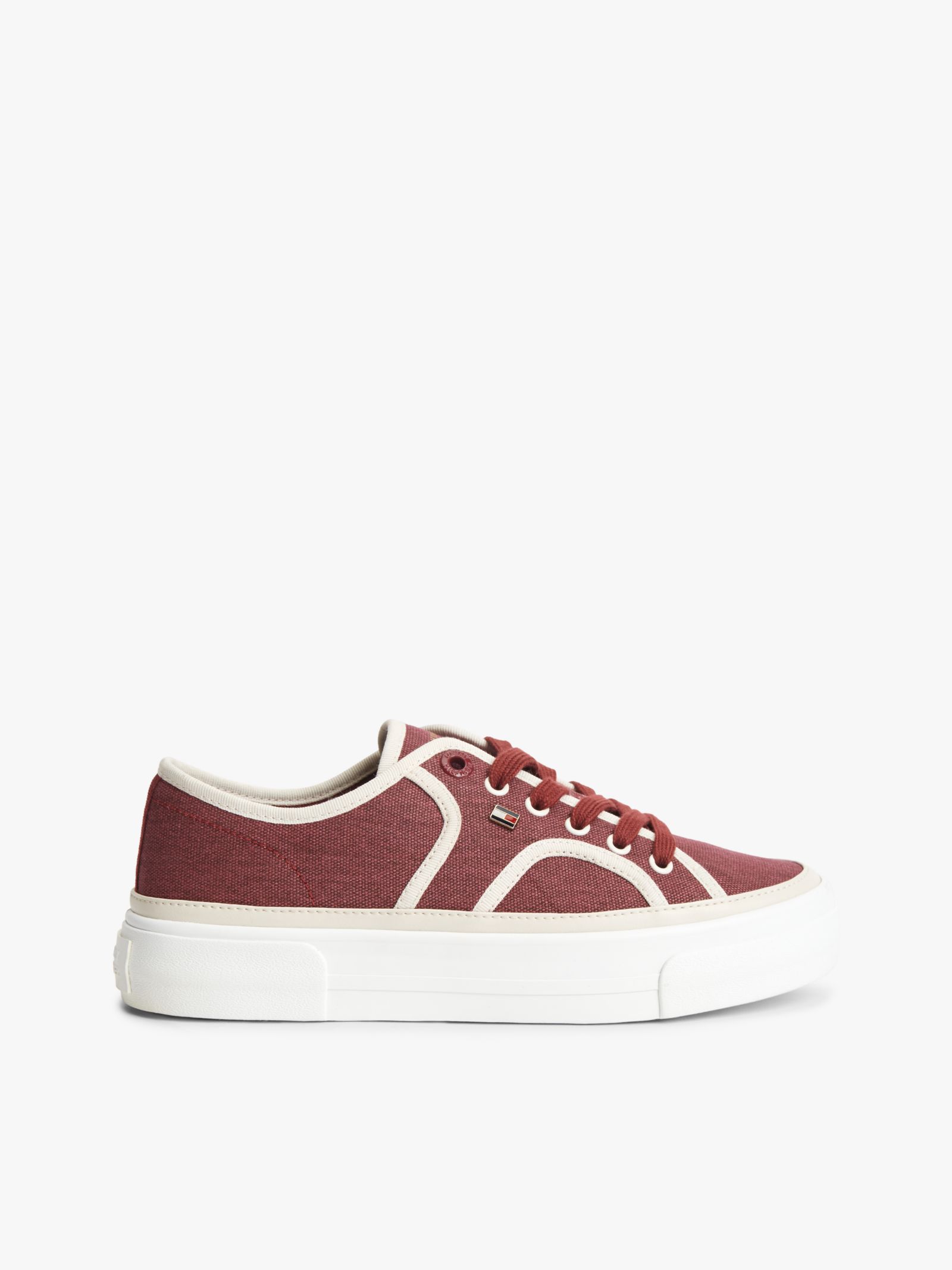 Tommy Hilfiger Canvas Platformsneaker met contrasterende biezen in rood
