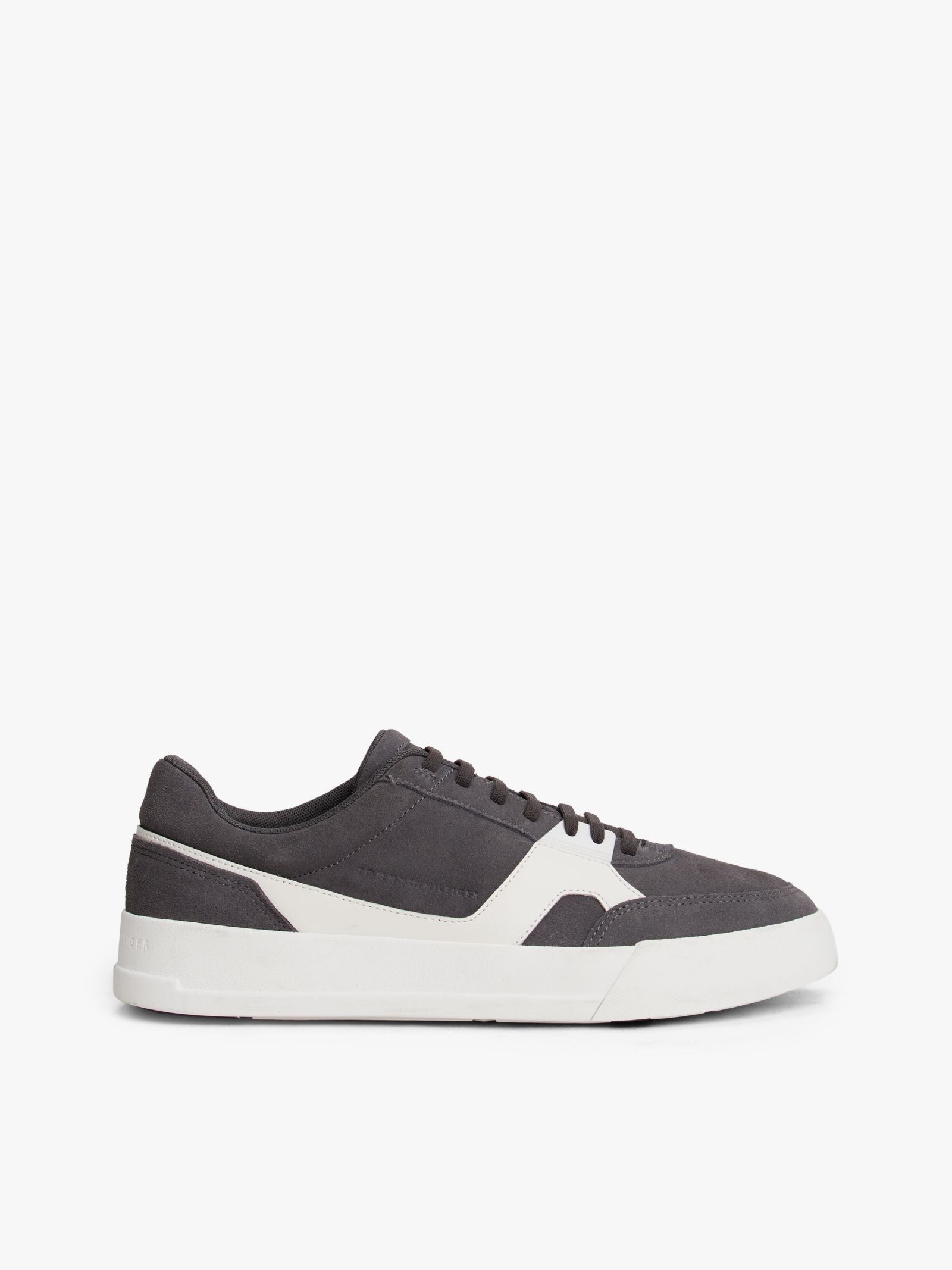 Tommy Hilfiger Suède court sneaker met gemengde texturen