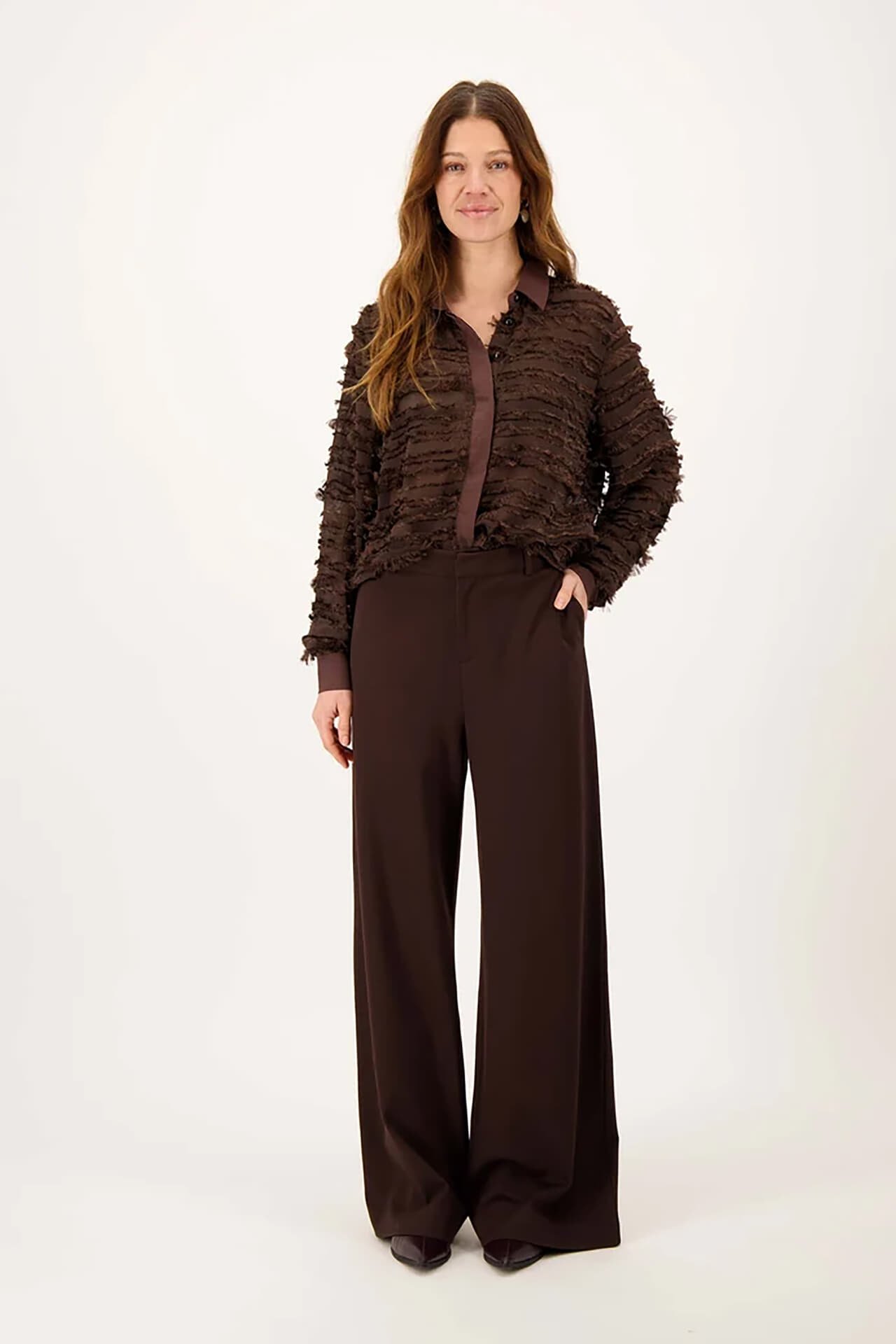 Zusss Broek met stretch Bruin dames
