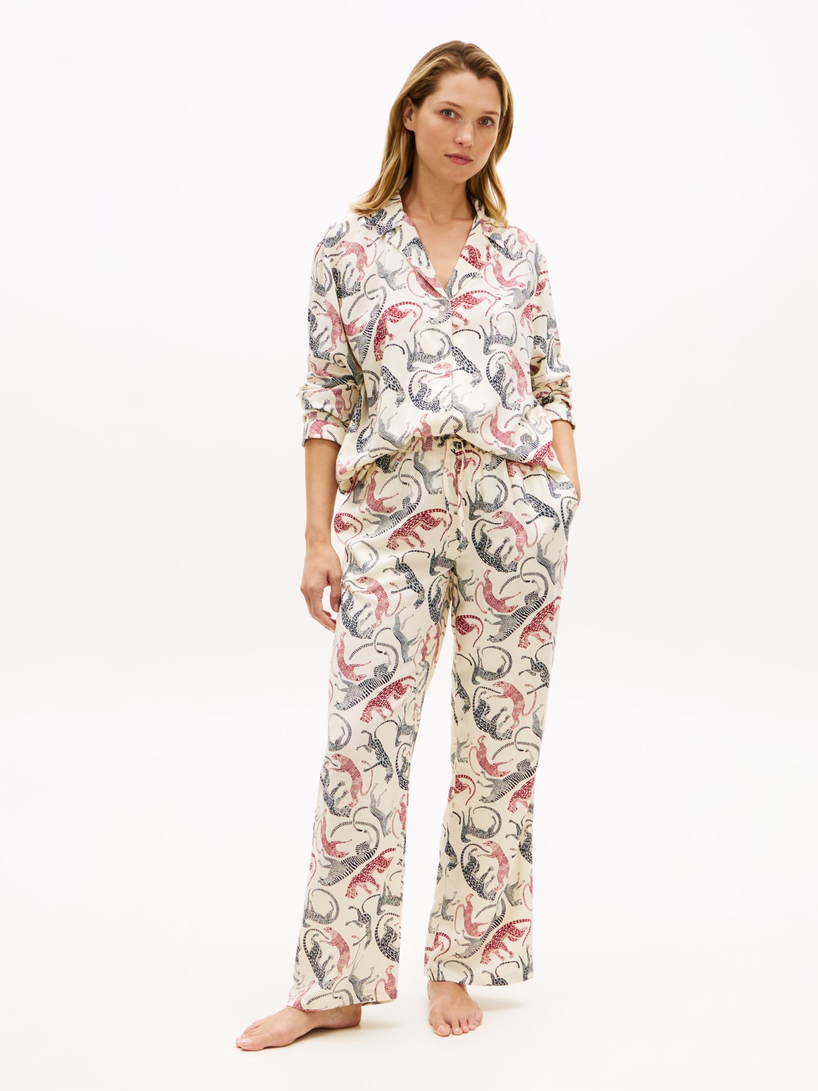 Tommy Hilfiger Essential geborduurd relaxed pyjamashirt met print in beige