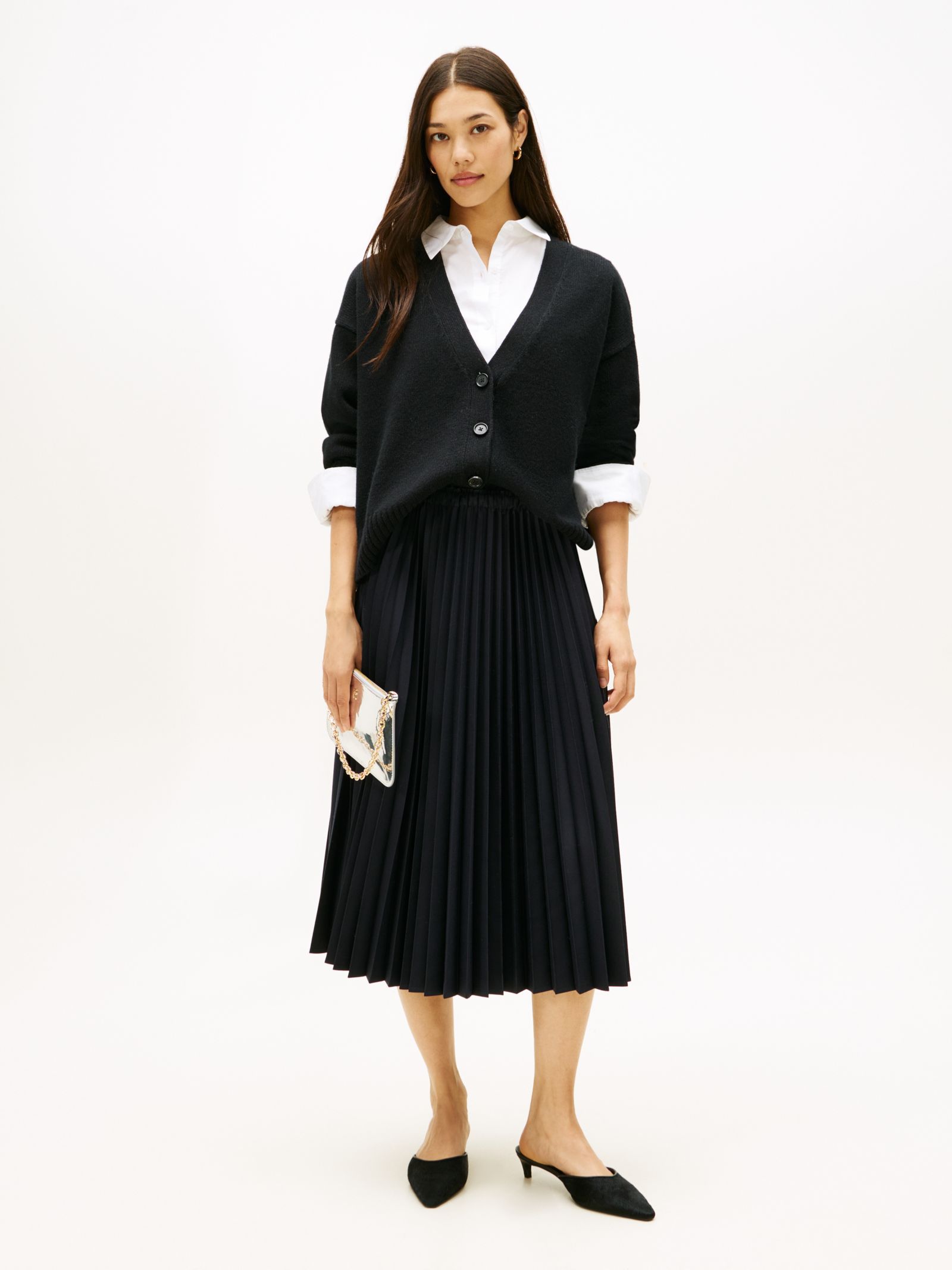 Tommy Hilfiger Geplooide midi rok in marine
