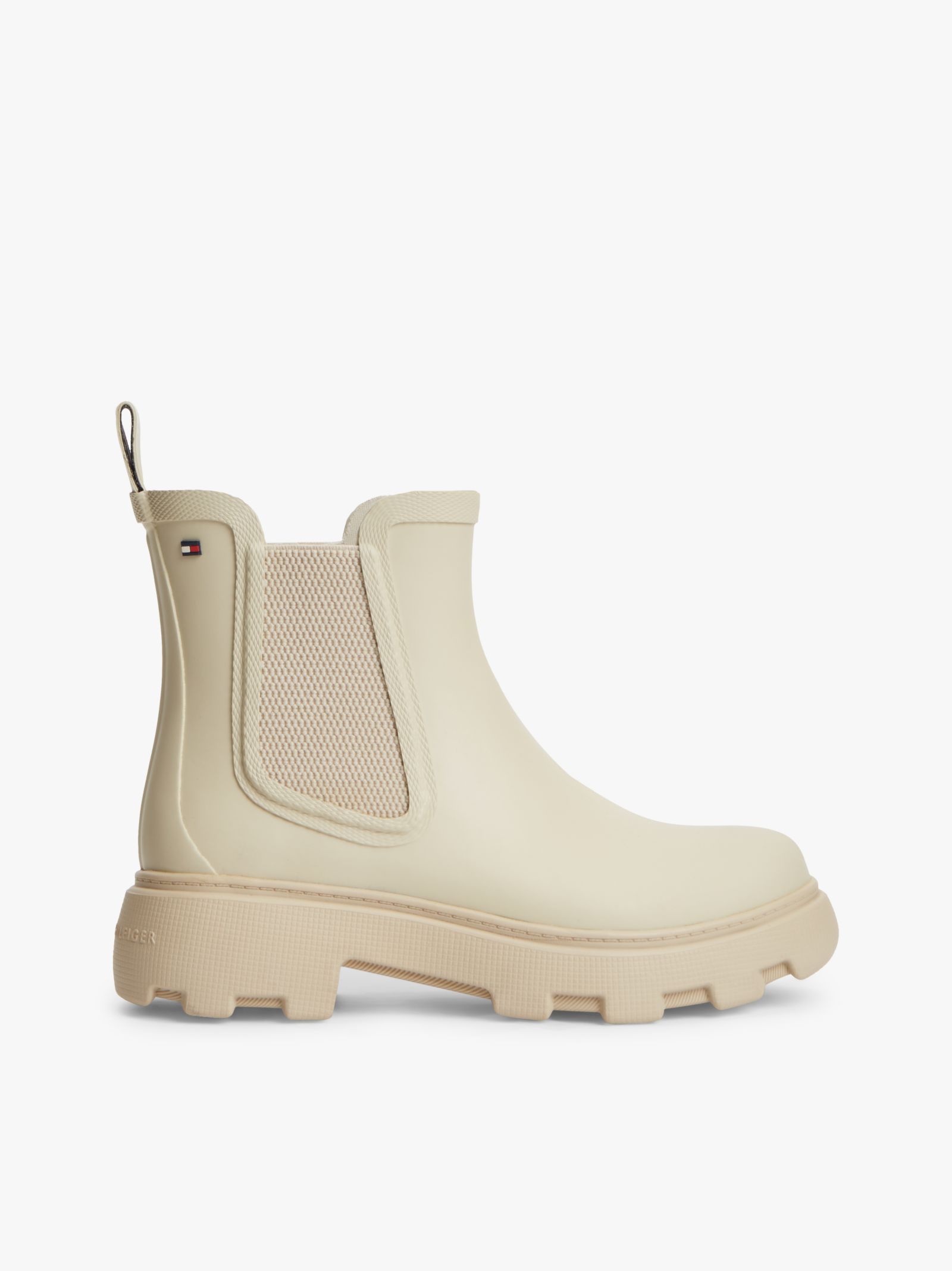 Tommy Hilfiger Regenlaars met profielzool en vlag in beige