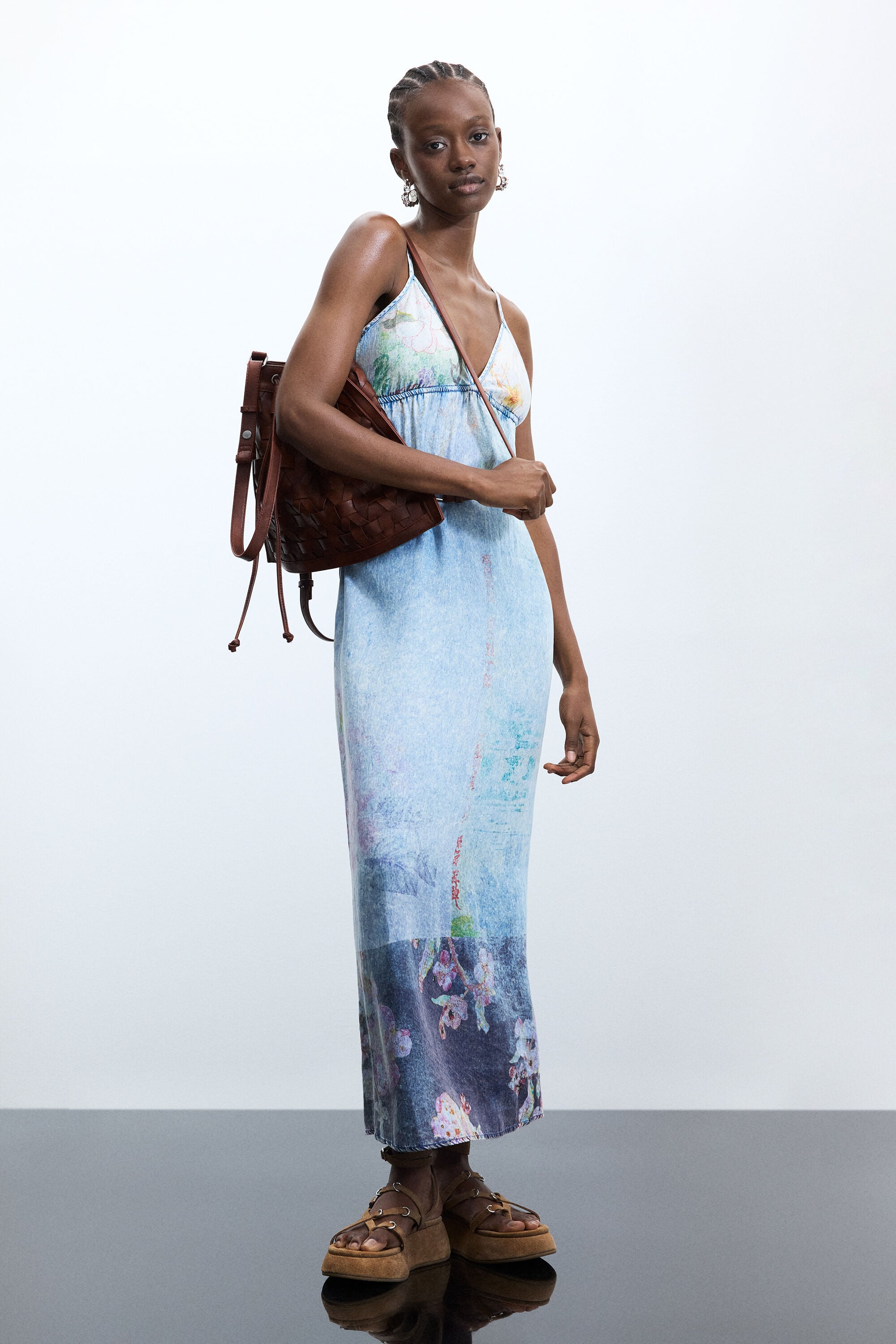 Desigual Lang lyocell jurkje met bandjes