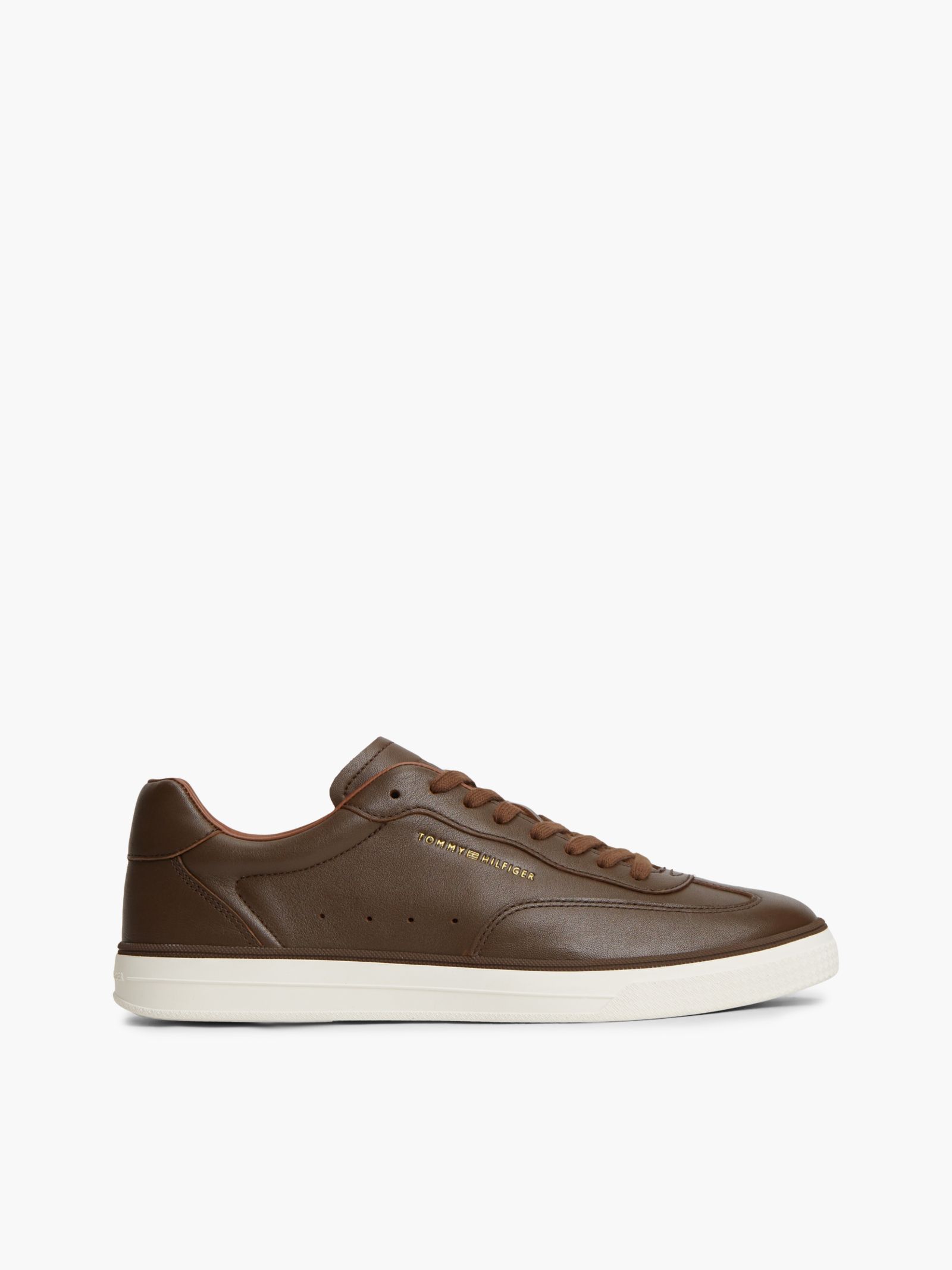 Tommy Hilfiger New York Label Luxe leren sneaker in bruin