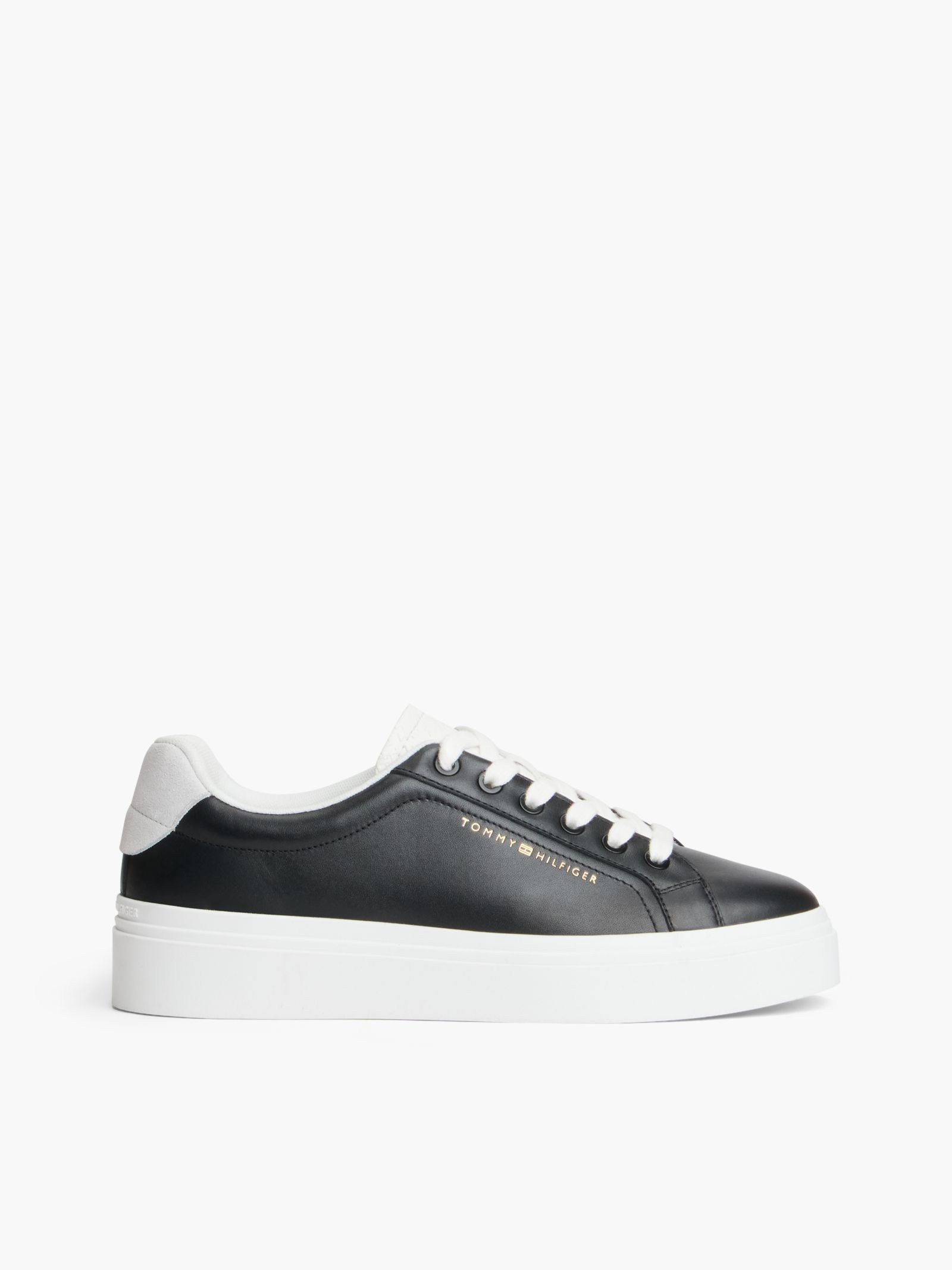 Tommy Hilfiger Leren platformsneaker met TH Monogram in zwart