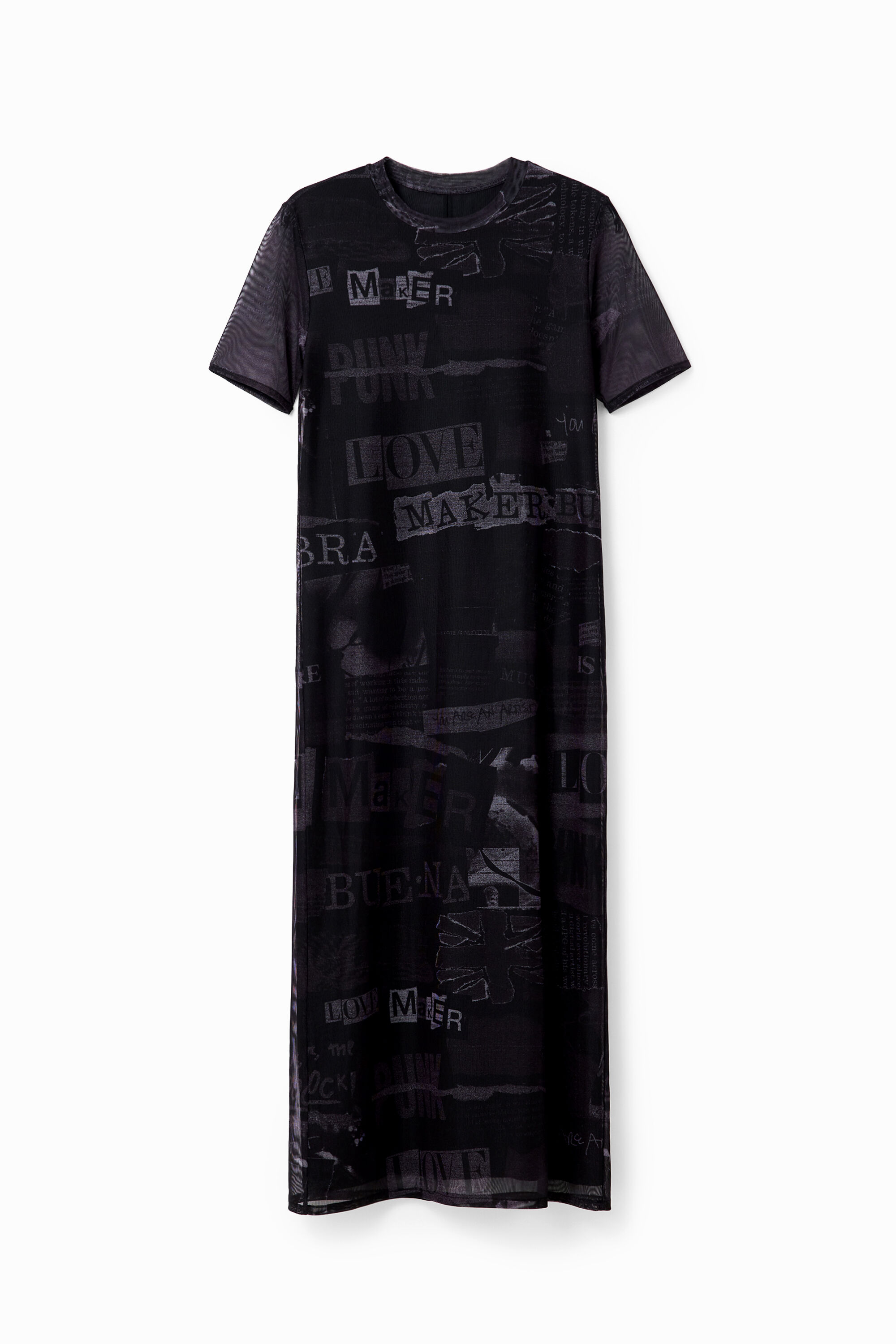 Desigual Tulen midi-jurk met krantenprint
