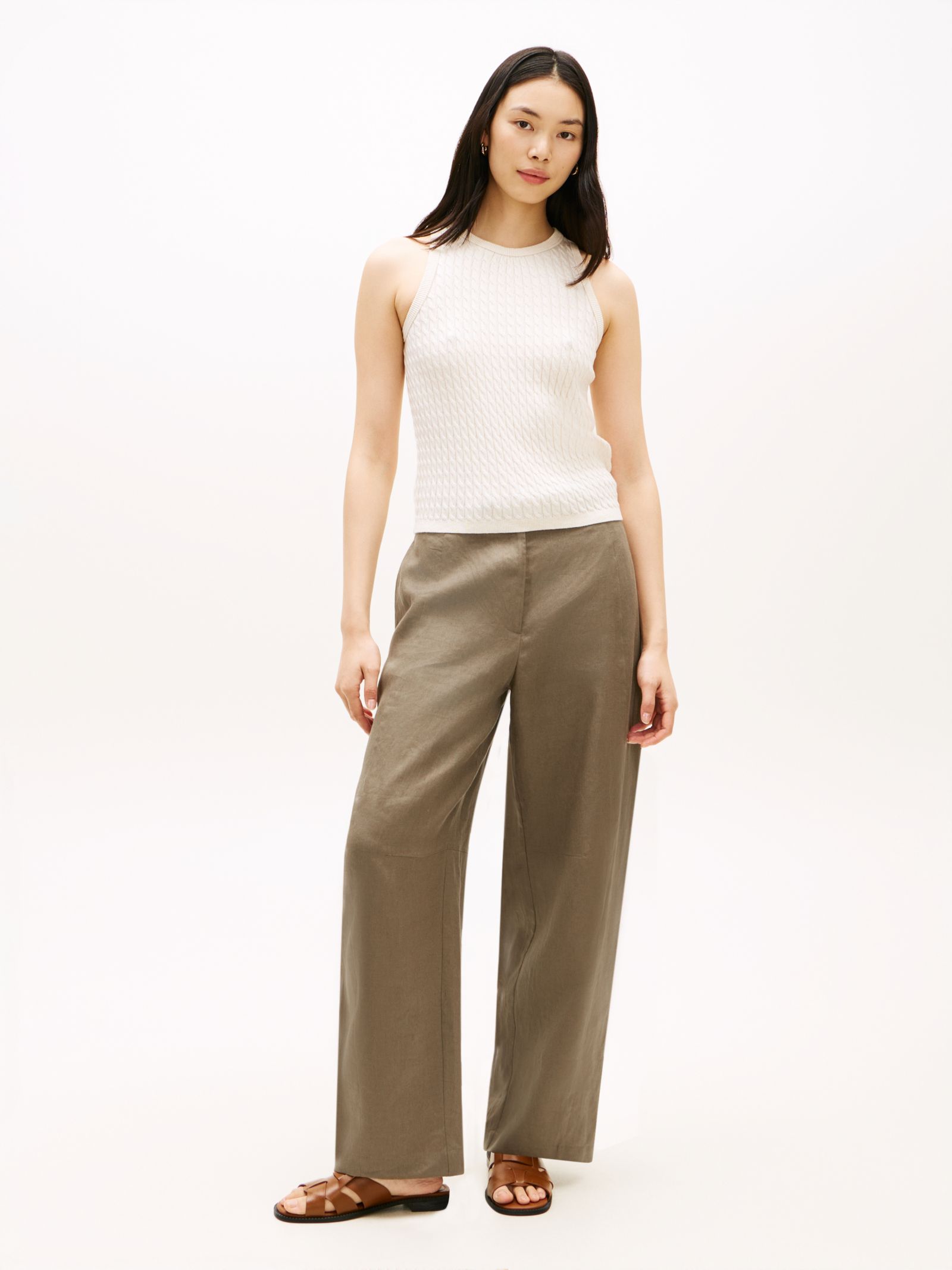 Tommy Hilfiger Utility Barrel broek van puur linnen in beige