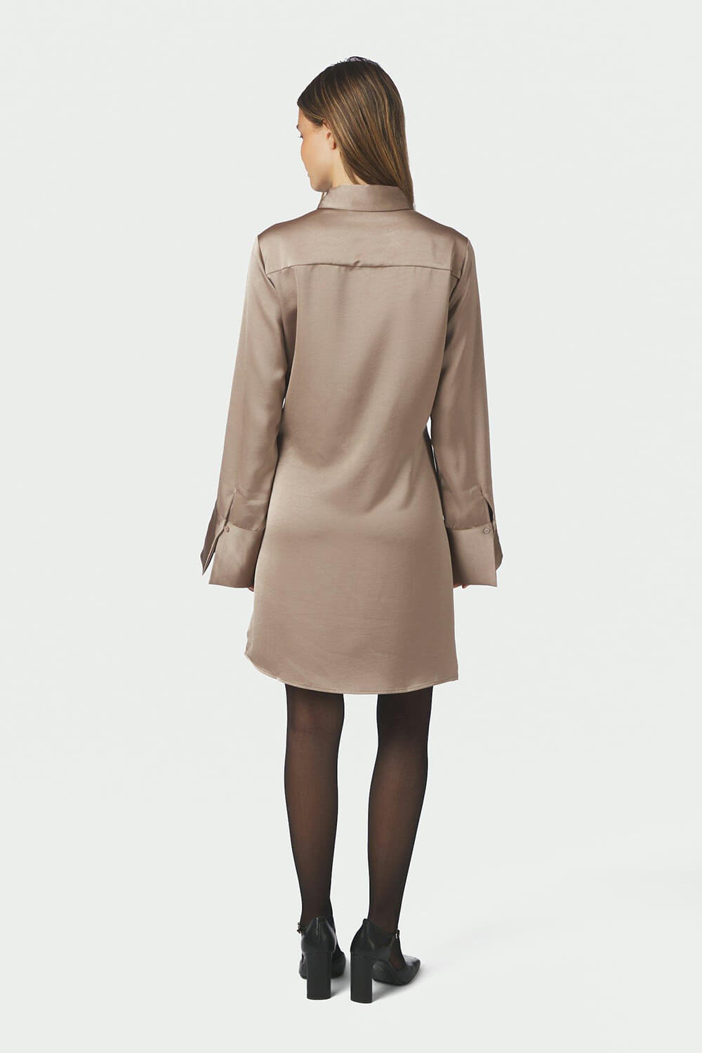 Neo Noir Jurk Biria Heavy Sateen Taupe dames